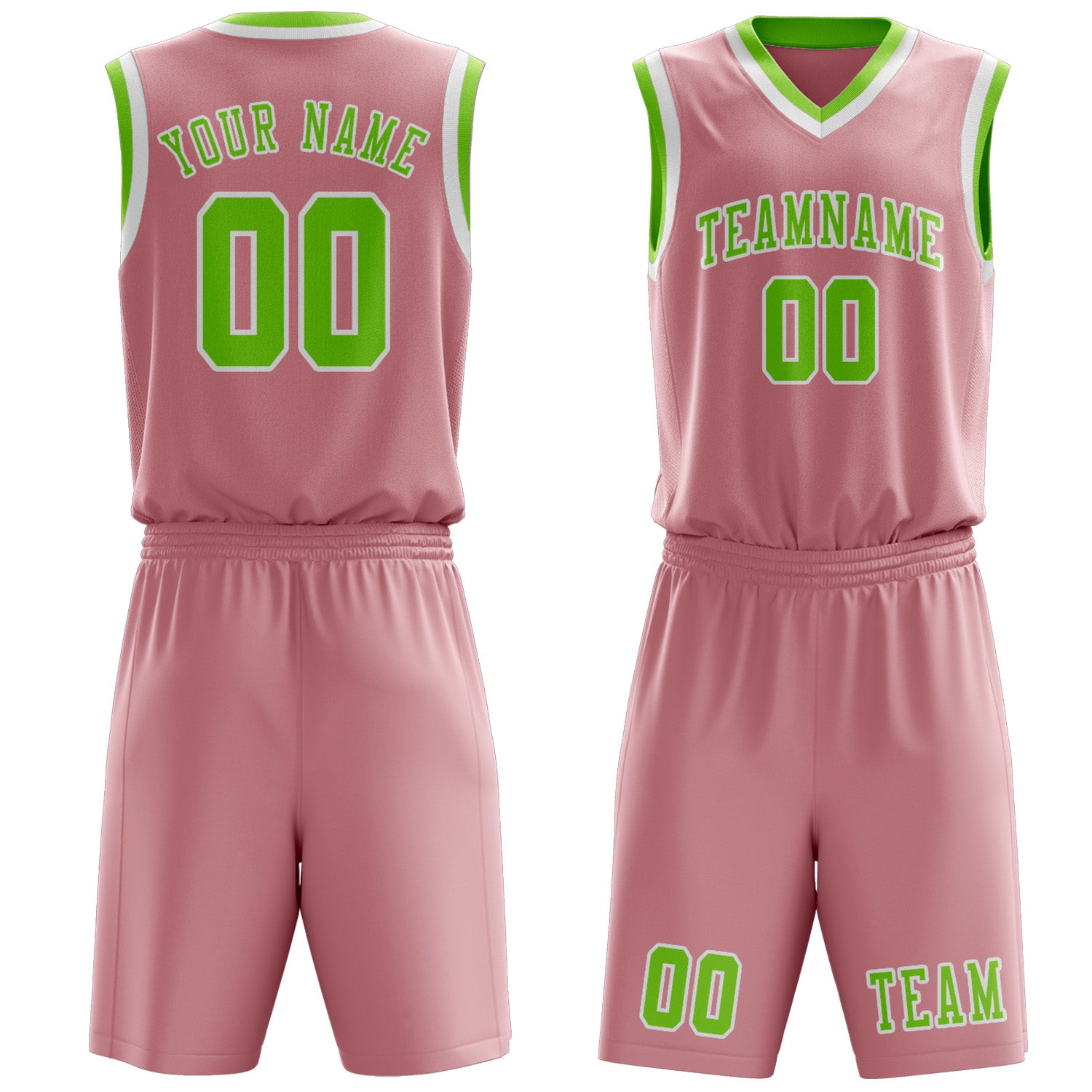 Benutzerdefiniertes Professionelles Rosa Smaragdgrün Basketballtrikot-Set