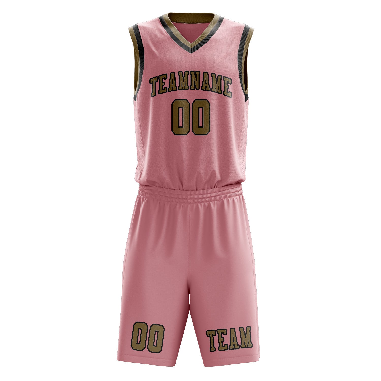 Benutzerdefiniertes Professionelles Rosa Hellkhaki Basketballtrikot-Set