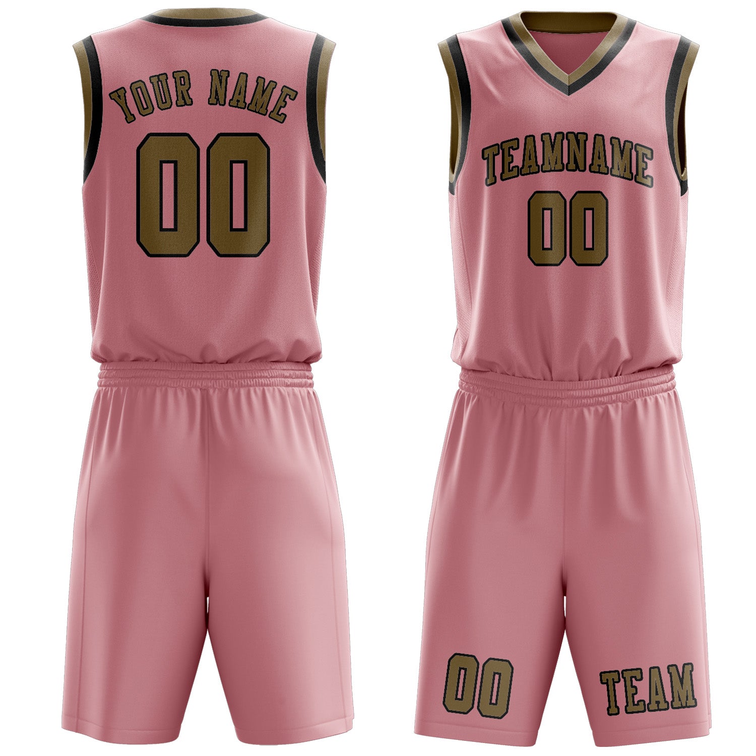 Benutzerdefiniertes Professionelles Rosa Hellkhaki Basketballtrikot-Set