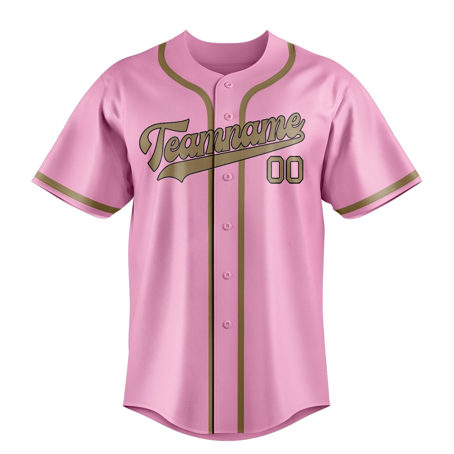 Benutzerdefiniertes Professionelles Rosa Hellkhaki Baseballtrikot