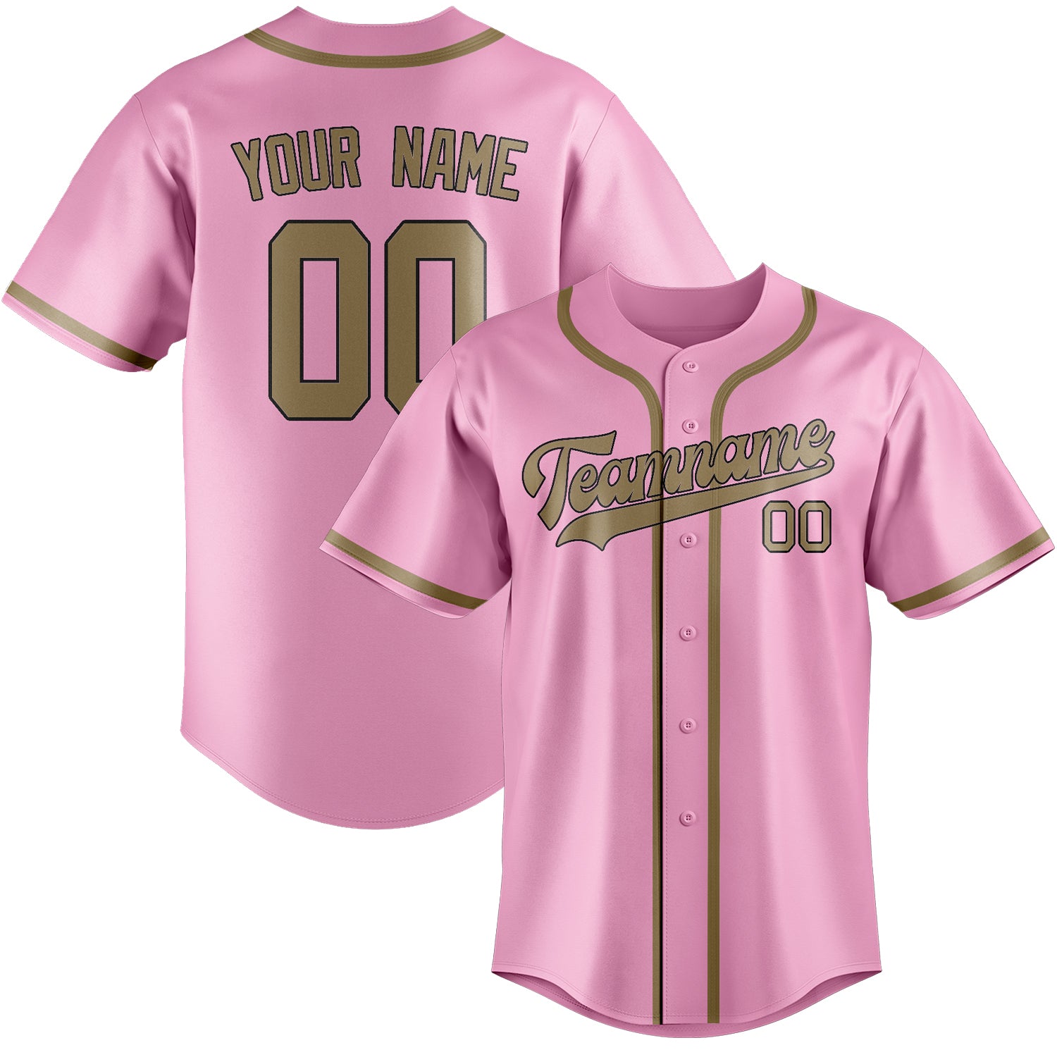 Benutzerdefiniertes Professionelles Rosa Hellkhaki Baseballtrikot