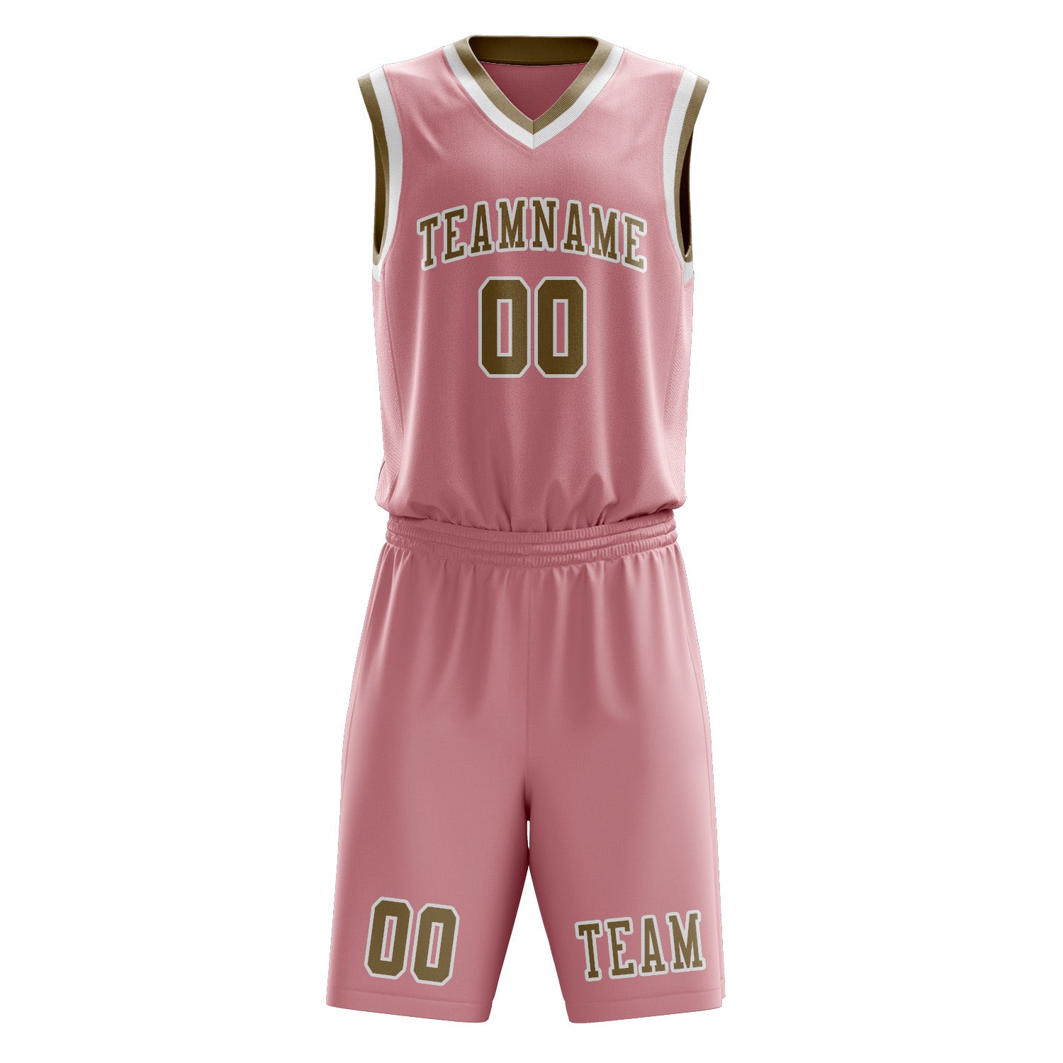 Benutzerdefiniertes Professionelles Rosa Hellkhaki Basketballtrikot-Set