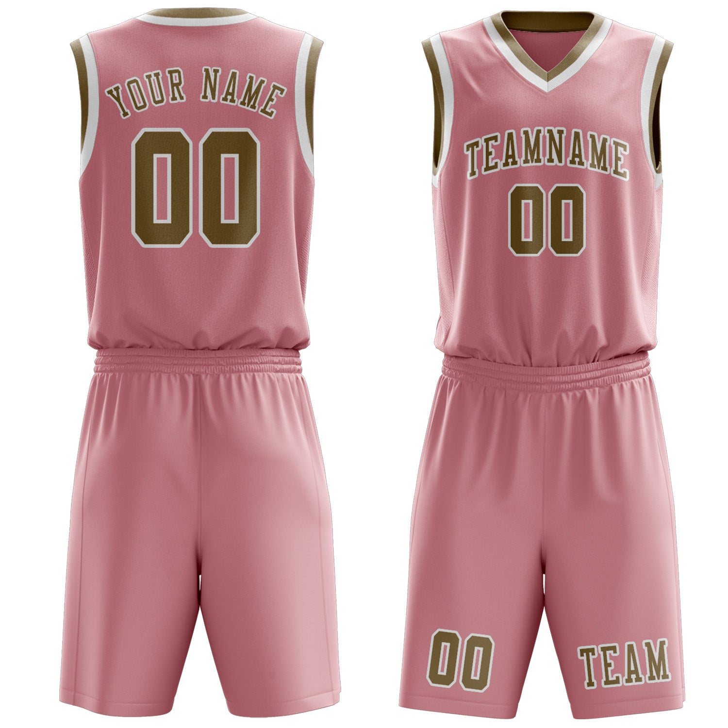 Benutzerdefiniertes Professionelles Rosa Hellkhaki Basketballtrikot-Set