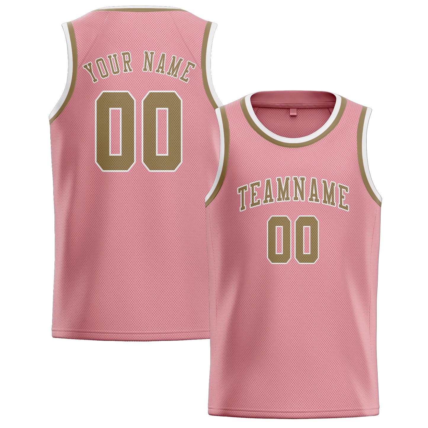 Benutzerdefiniertes Professionelles Rosa Hellkhaki Basketballtrikot