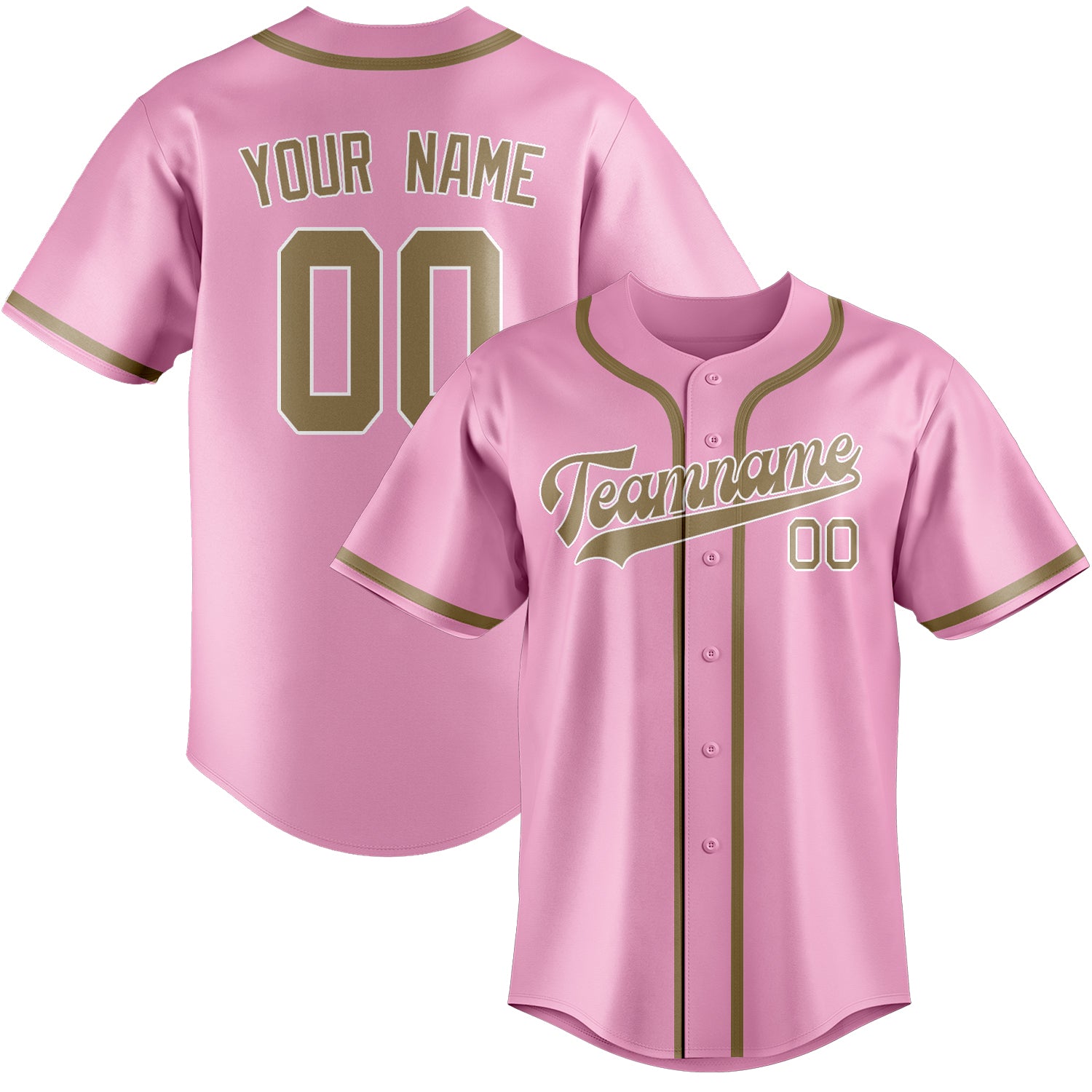 Benutzerdefiniertes Professionelles Rosa Hellkhaki Baseballtrikot