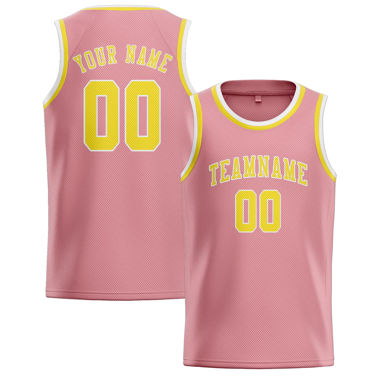 Benutzerdefiniertes Professionelles Rosa Blassgelb Basketballtrikot