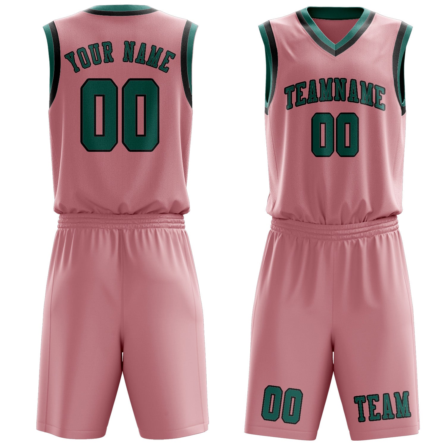 Benutzerdefiniertes Professionelles Rosa Blaugrün Basketballtrikot-Set