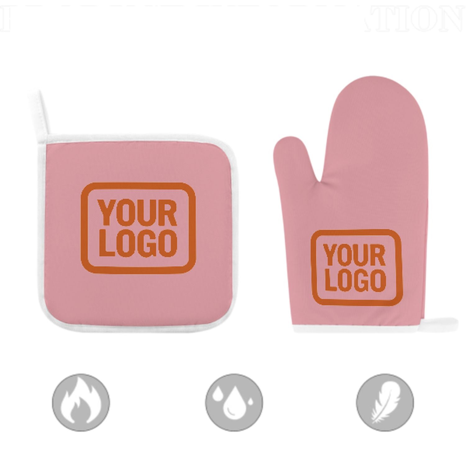 Maßgeschneidertes Rosa  Orange Topfhandschuh Set – 2-teilig
