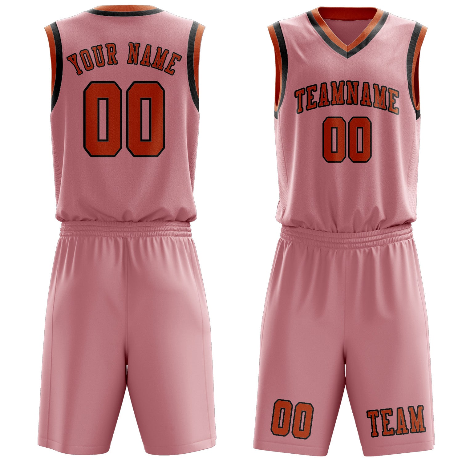 Benutzerdefiniertes Professionelles Rosa Orange Basketballtrikot-Set
