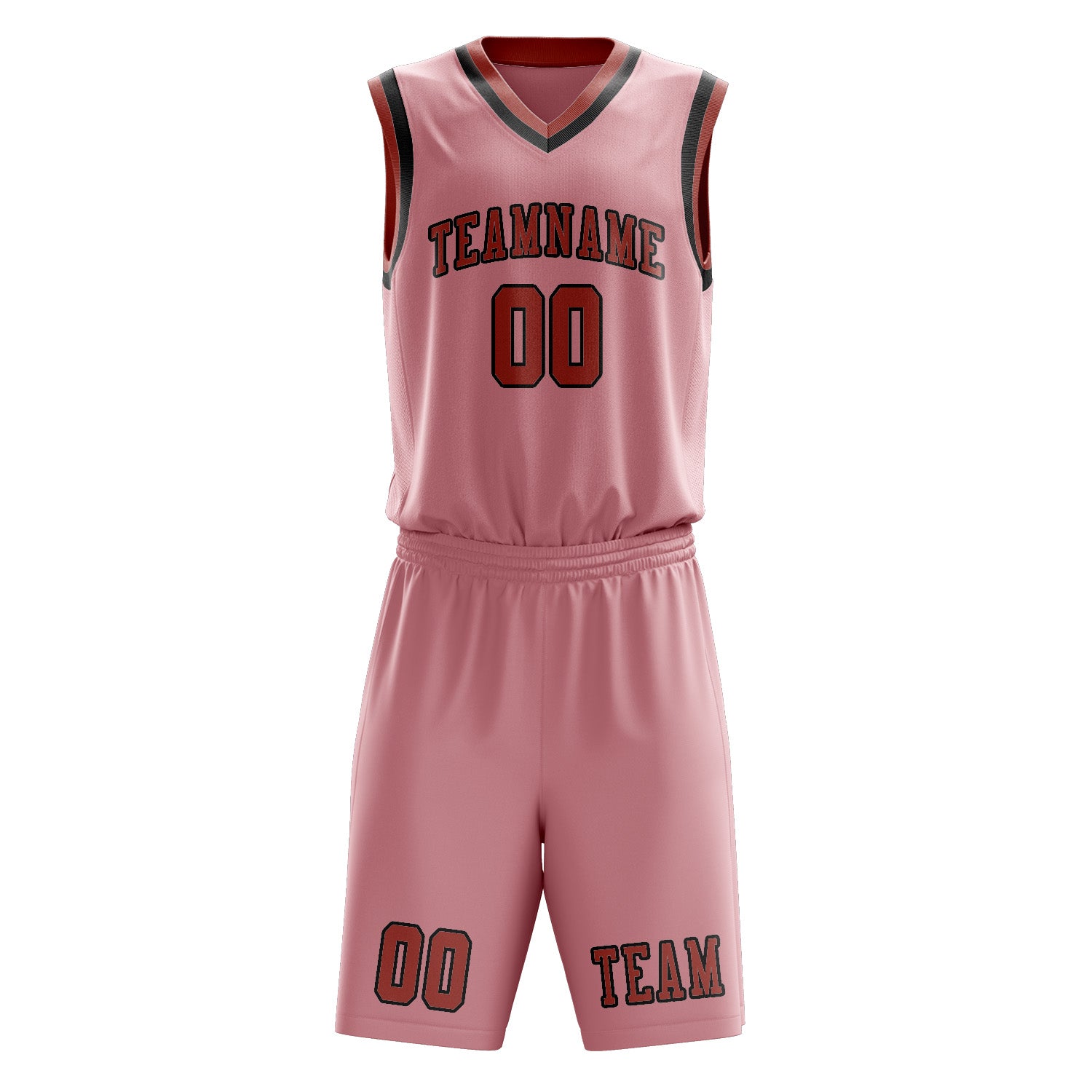 Benutzerdefiniertes Professionelles Rosa Kupferrose Basketballtrikot-Set