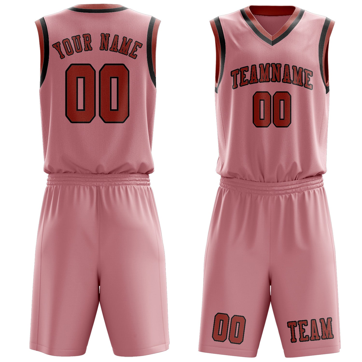 Benutzerdefiniertes Professionelles Rosa Kupferrose Basketballtrikot-Set