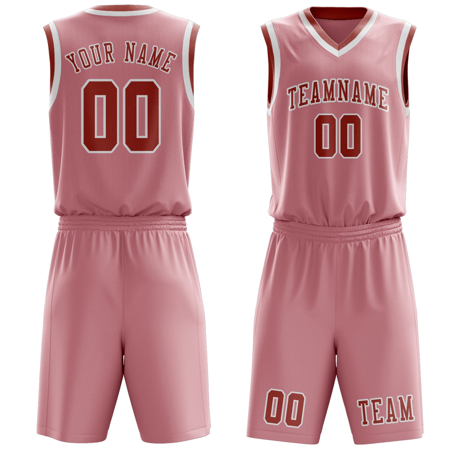 Benutzerdefiniertes Professionelles Rosa Kupferrose Basketballtrikot-Set