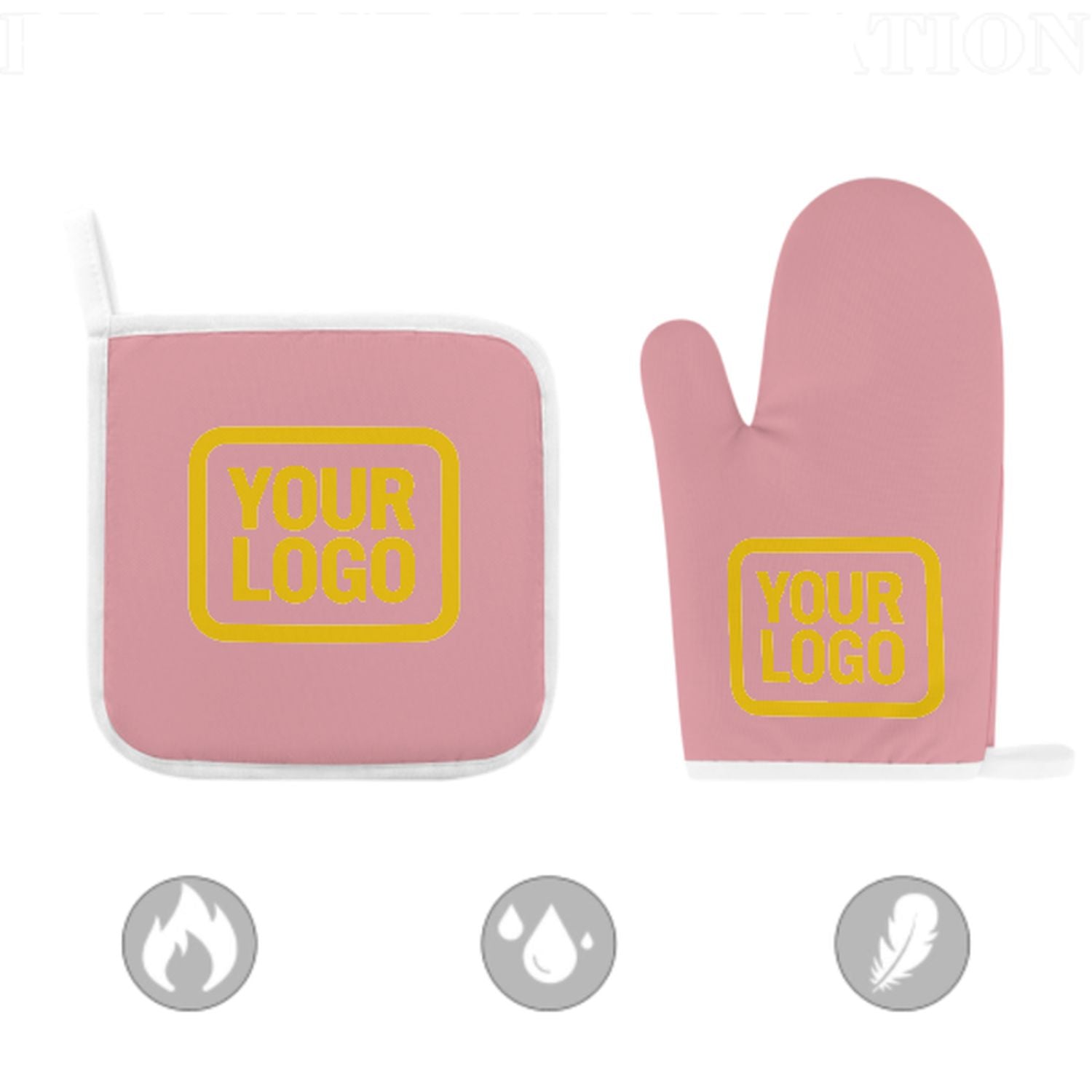 Maßgeschneidertes Rosa  Gold Topfhandschuh Set – 2-teilig