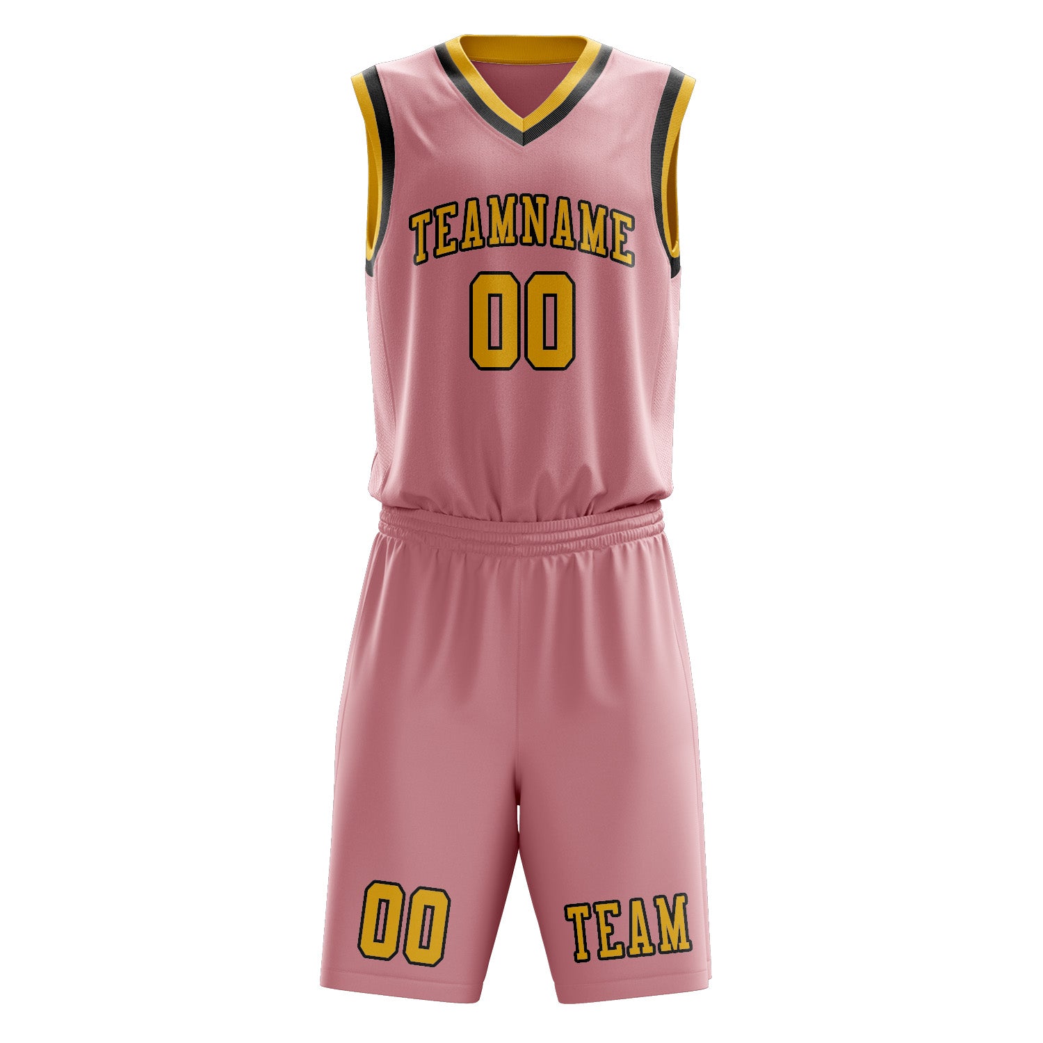 Benutzerdefiniertes Professionelles Rosa Gold Basketballtrikot-Set