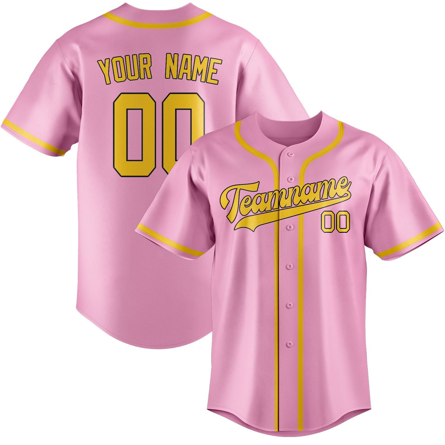 Benutzerdefiniertes Professionelles Rosa Gold Baseballtrikot
