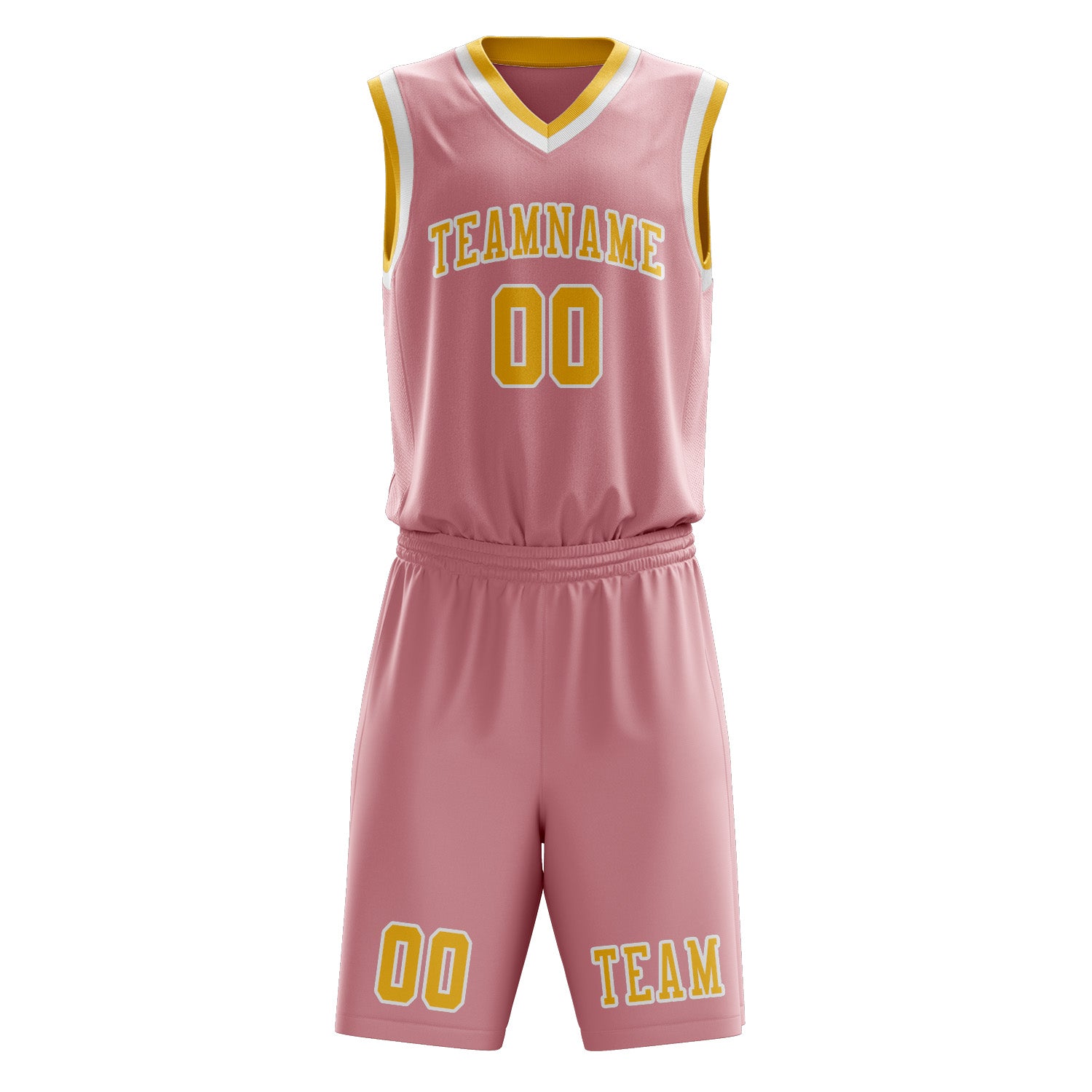 Benutzerdefiniertes Professionelles Rosa Gold Basketballtrikot-Set
