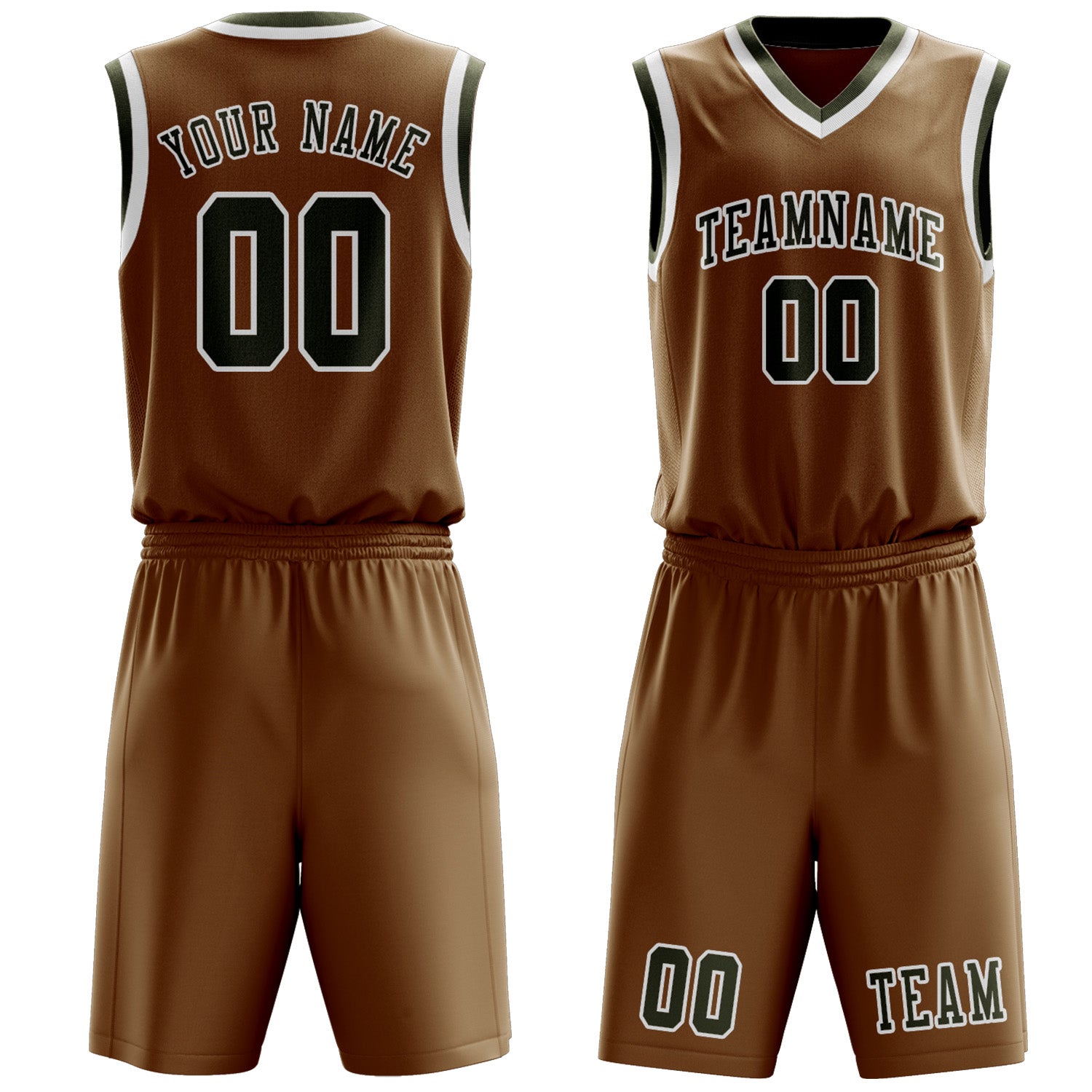Benutzerdefiniertes Professionelles Khaki Dunkles Oliv Basketballtrikot-Set