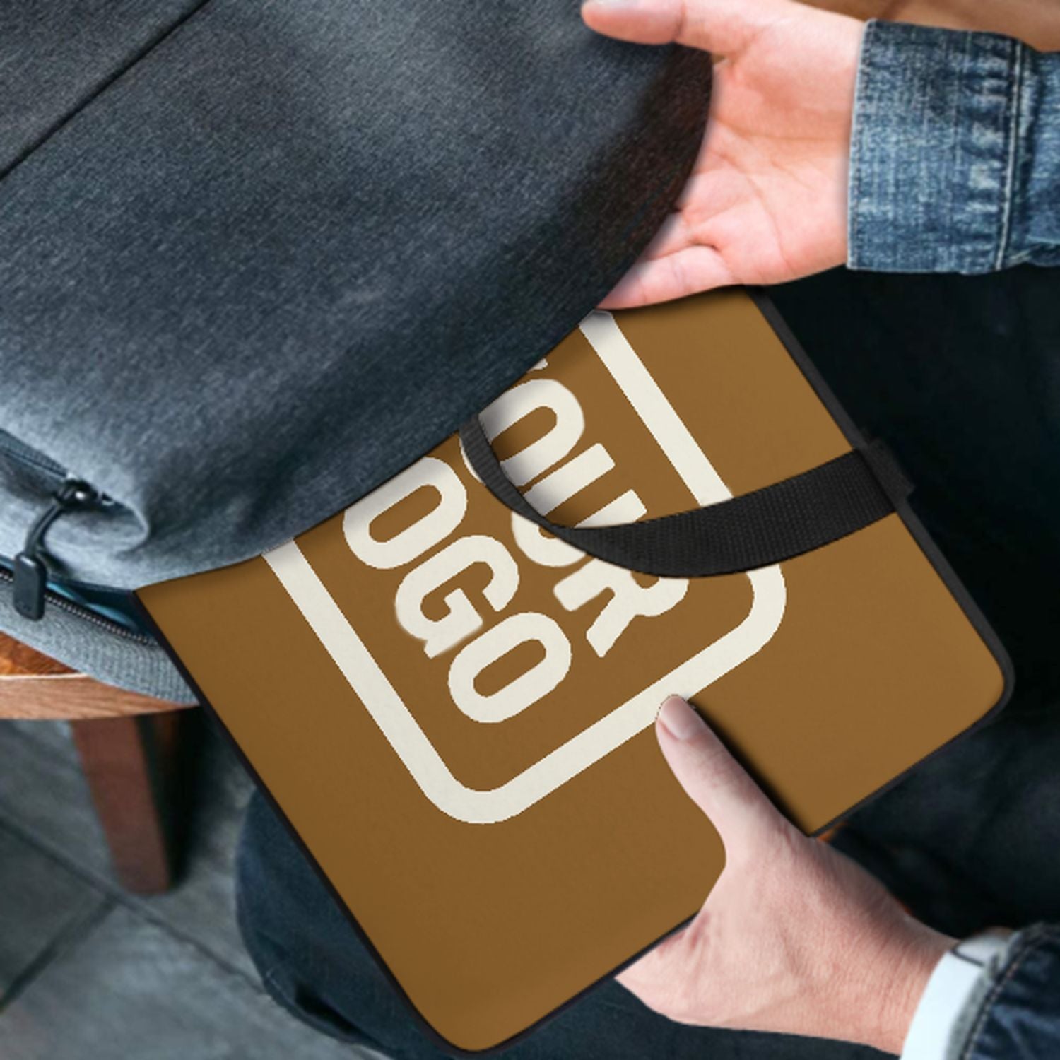 Maßgeschneidertes Khaki Cream Laptop Tasche