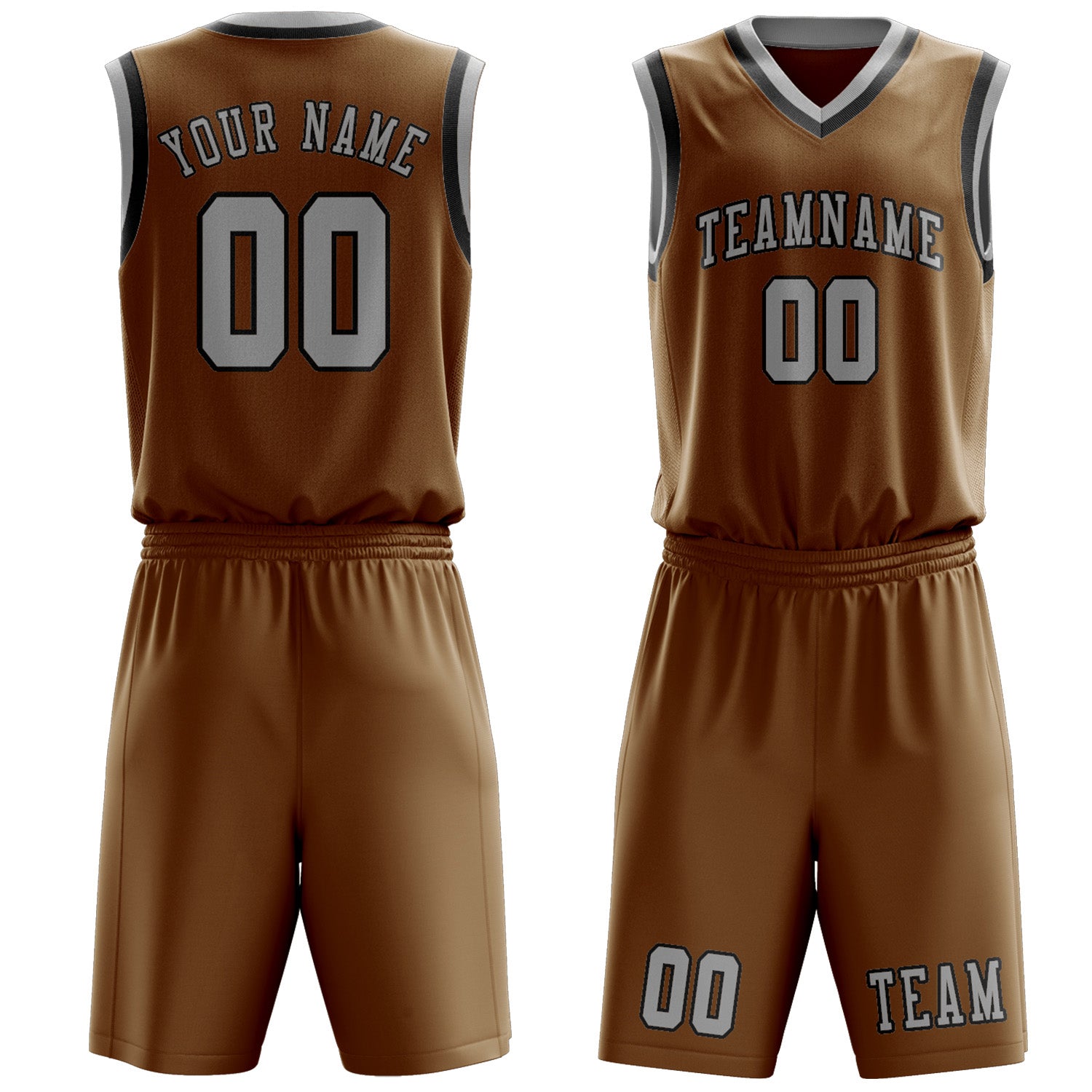 Benutzerdefiniertes Professionelles Khaki Grau Basketballtrikot-Set