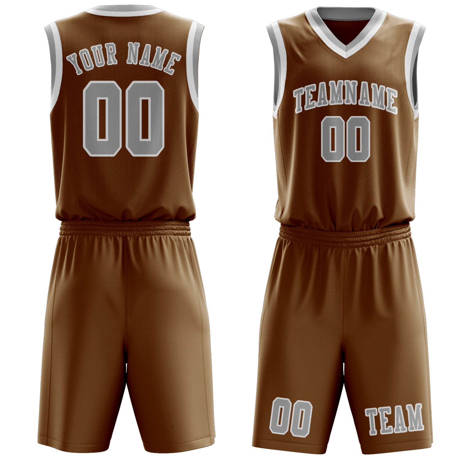 Benutzerdefiniertes Professionelles Khaki Grau Basketballtrikot-Set