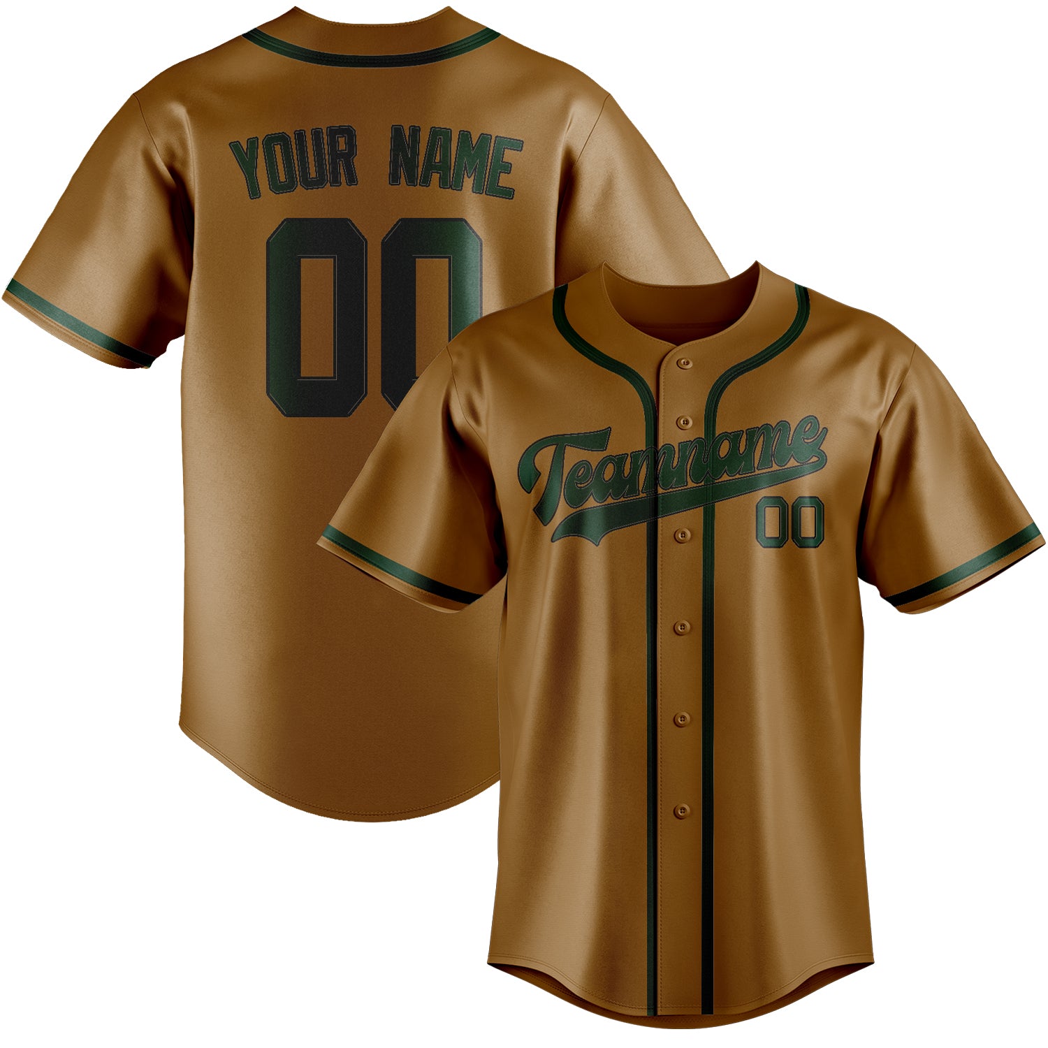 Benutzerdefiniertes Professionelles Khaki Moosgrün Baseballtrikot