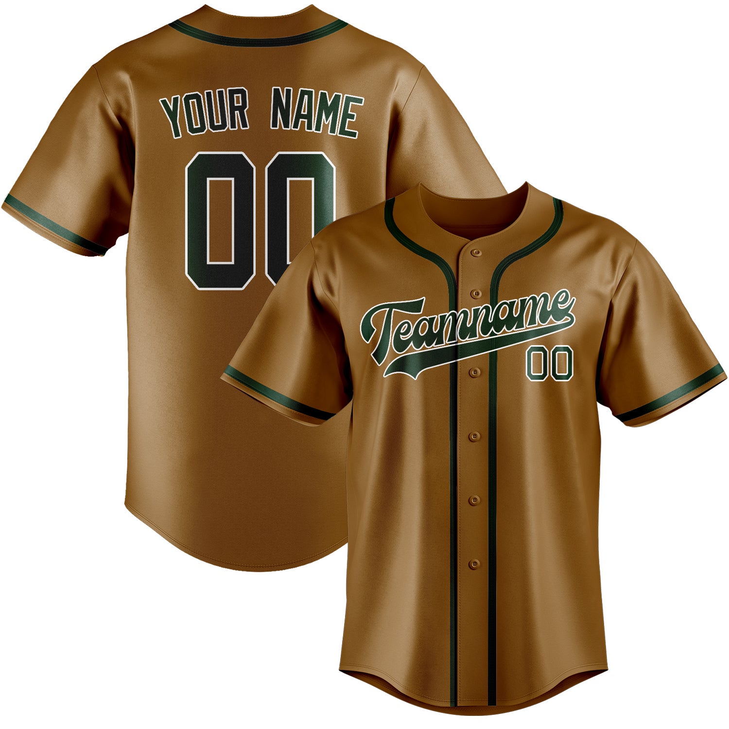 Benutzerdefiniertes Professionelles Khaki Moosgrün Baseballtrikot