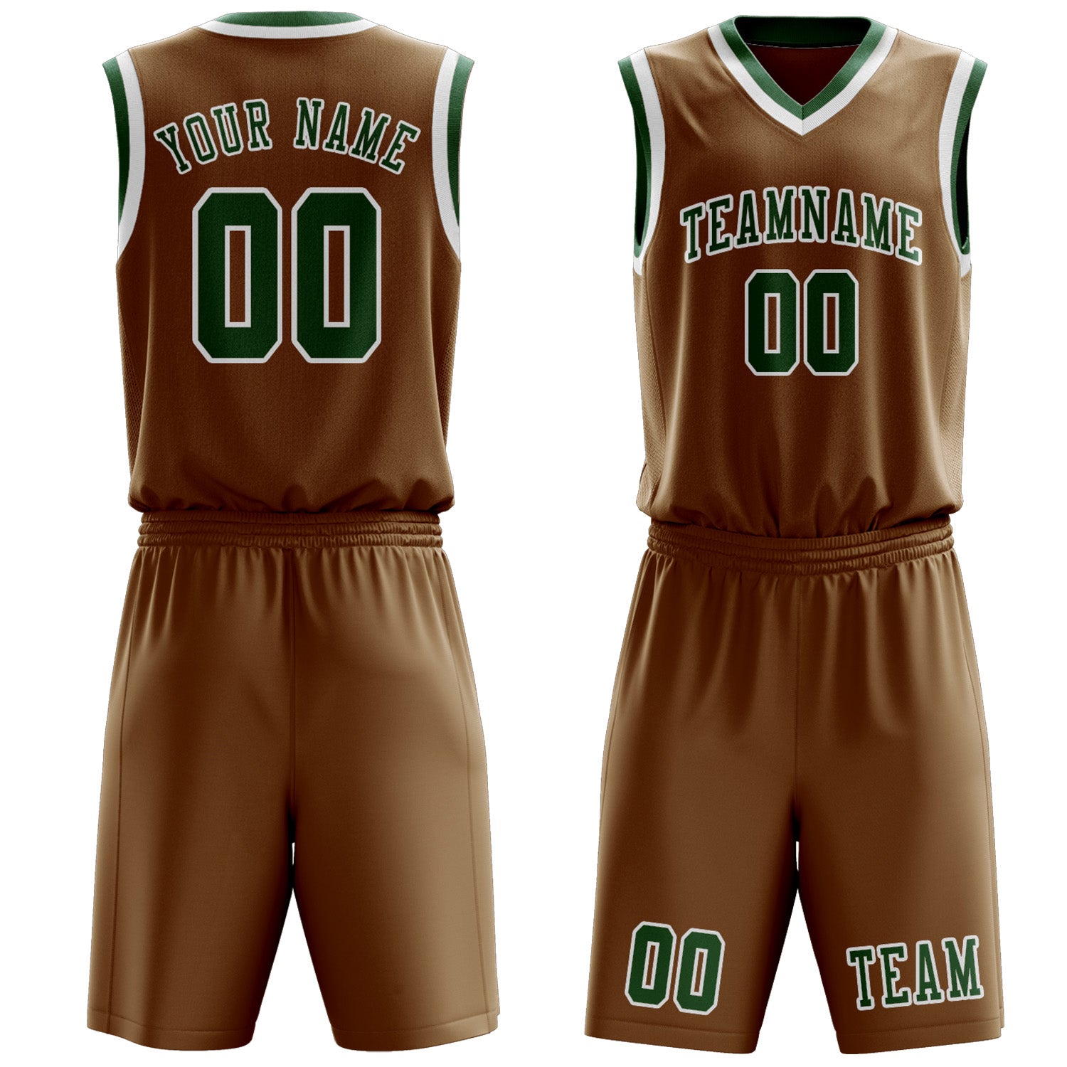Benutzerdefiniertes Professionelles Khaki Moosgrün Basketballtrikot-Set