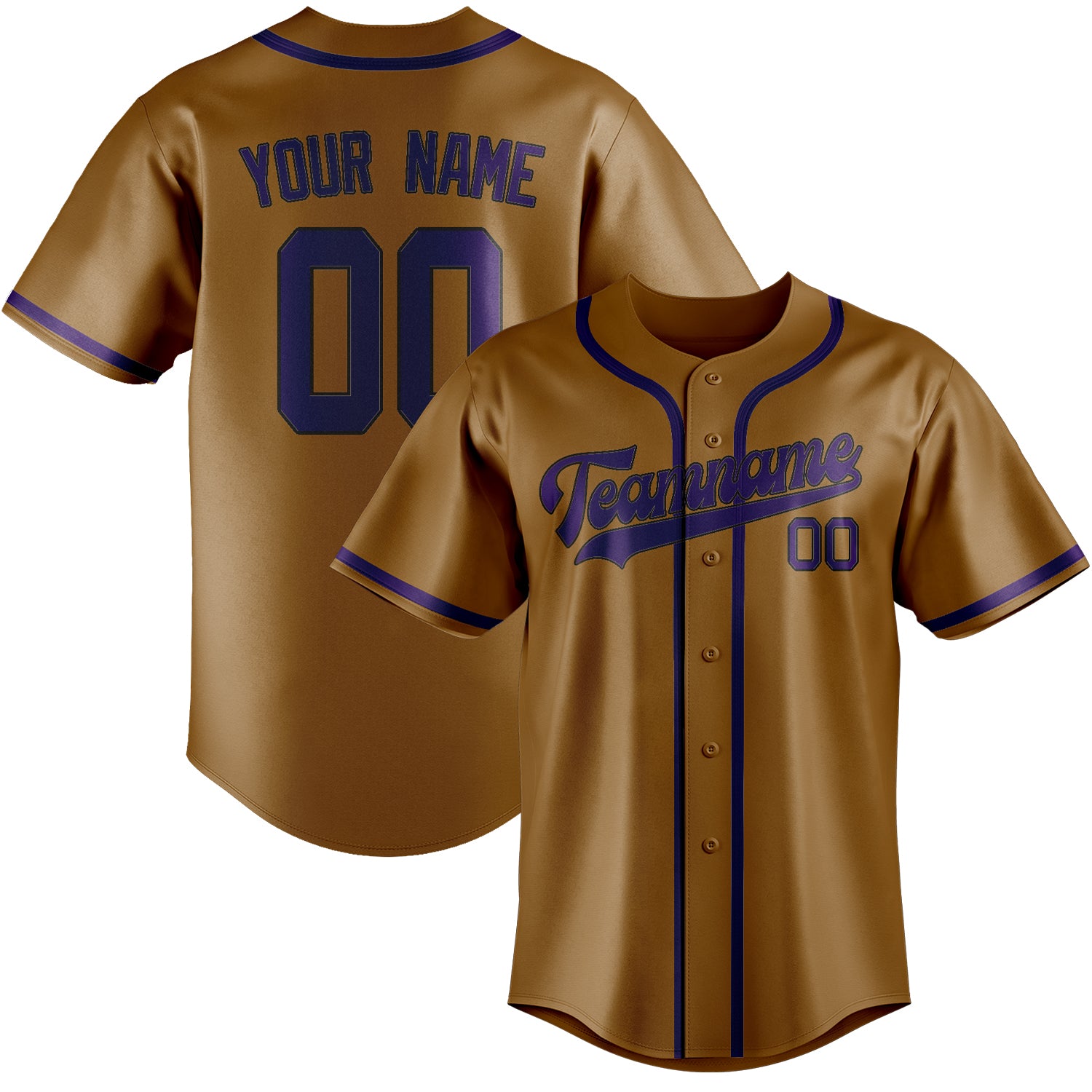 Benutzerdefiniertes Professionelles Khaki Lila Baseballtrikot