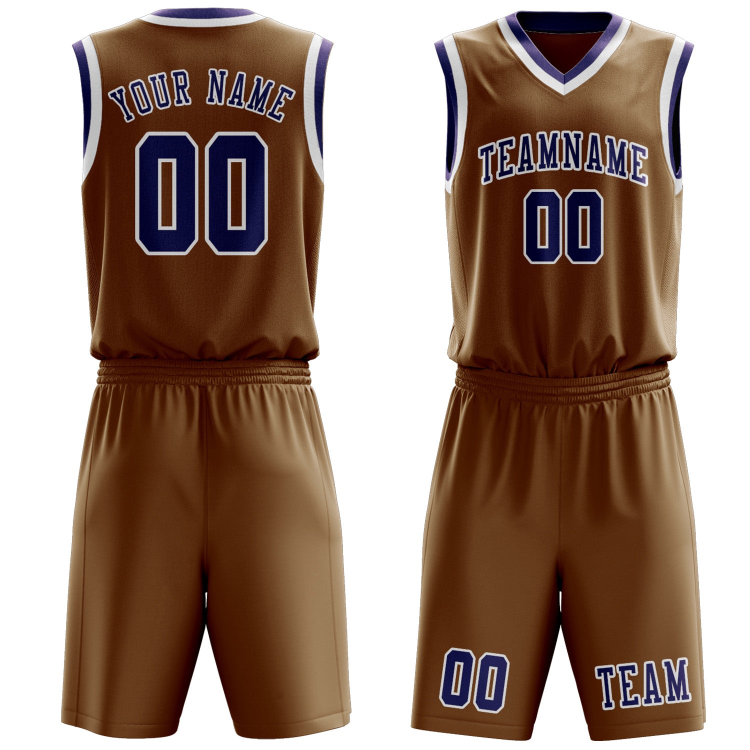 Benutzerdefiniertes Professionelles Khaki Lila Basketballtrikot-Set
