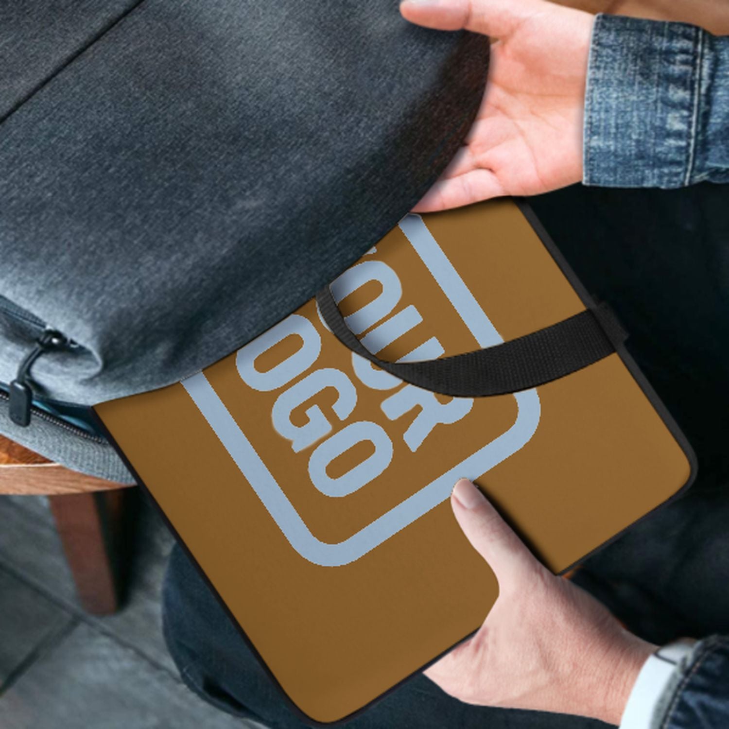 Maßgeschneidertes Khaki Light Blue Laptop Tasche