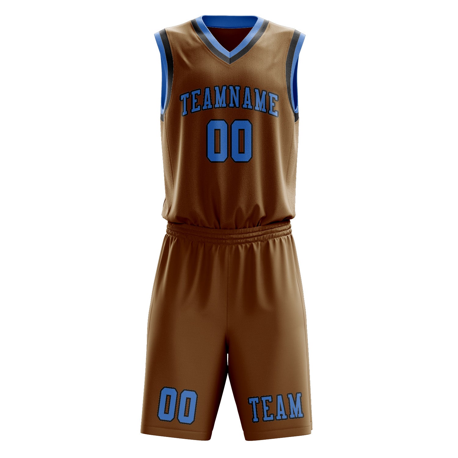 Benutzerdefiniertes Professionelles Khaki Hellblau Basketballtrikot-Set