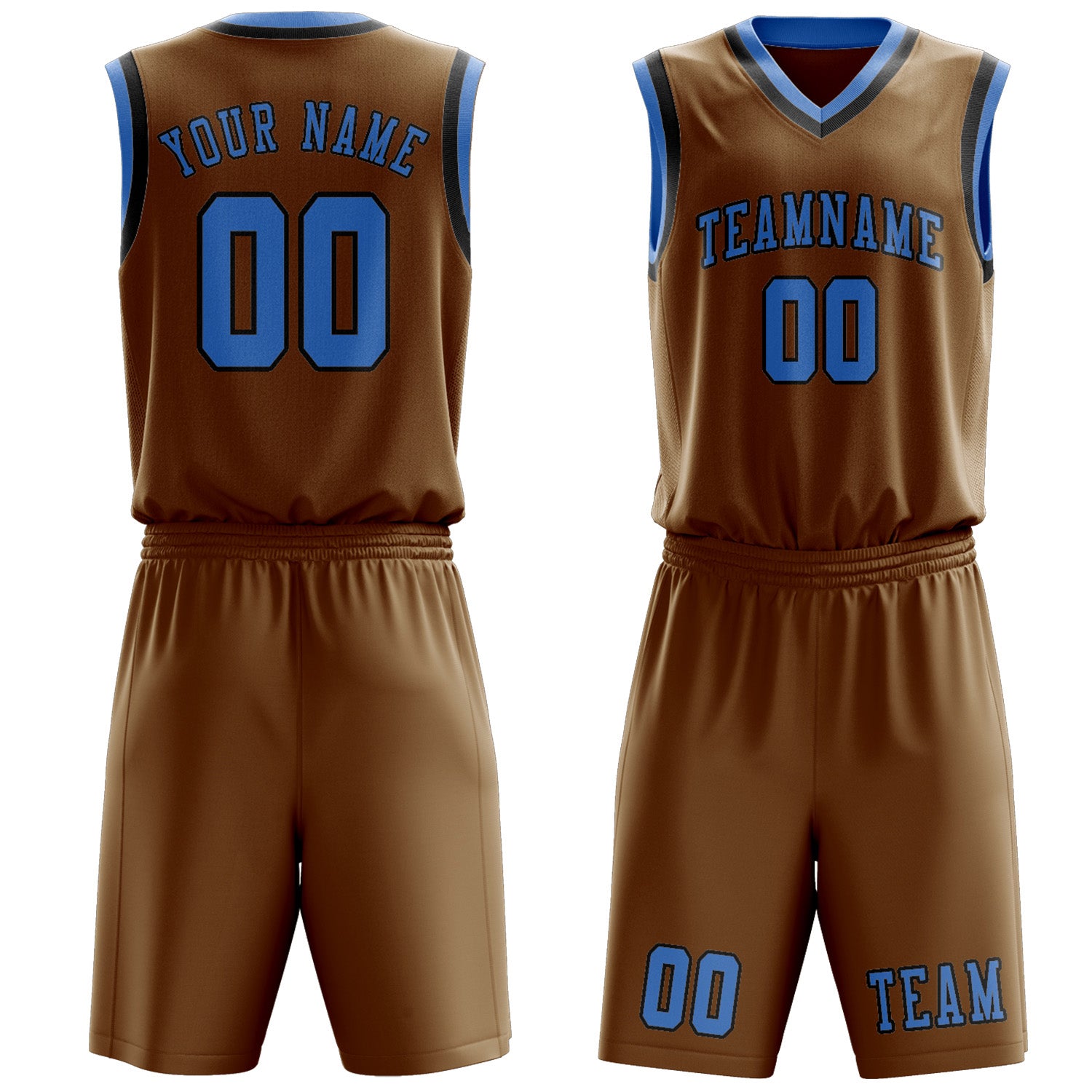 Benutzerdefiniertes Professionelles Khaki Hellblau Basketballtrikot-Set