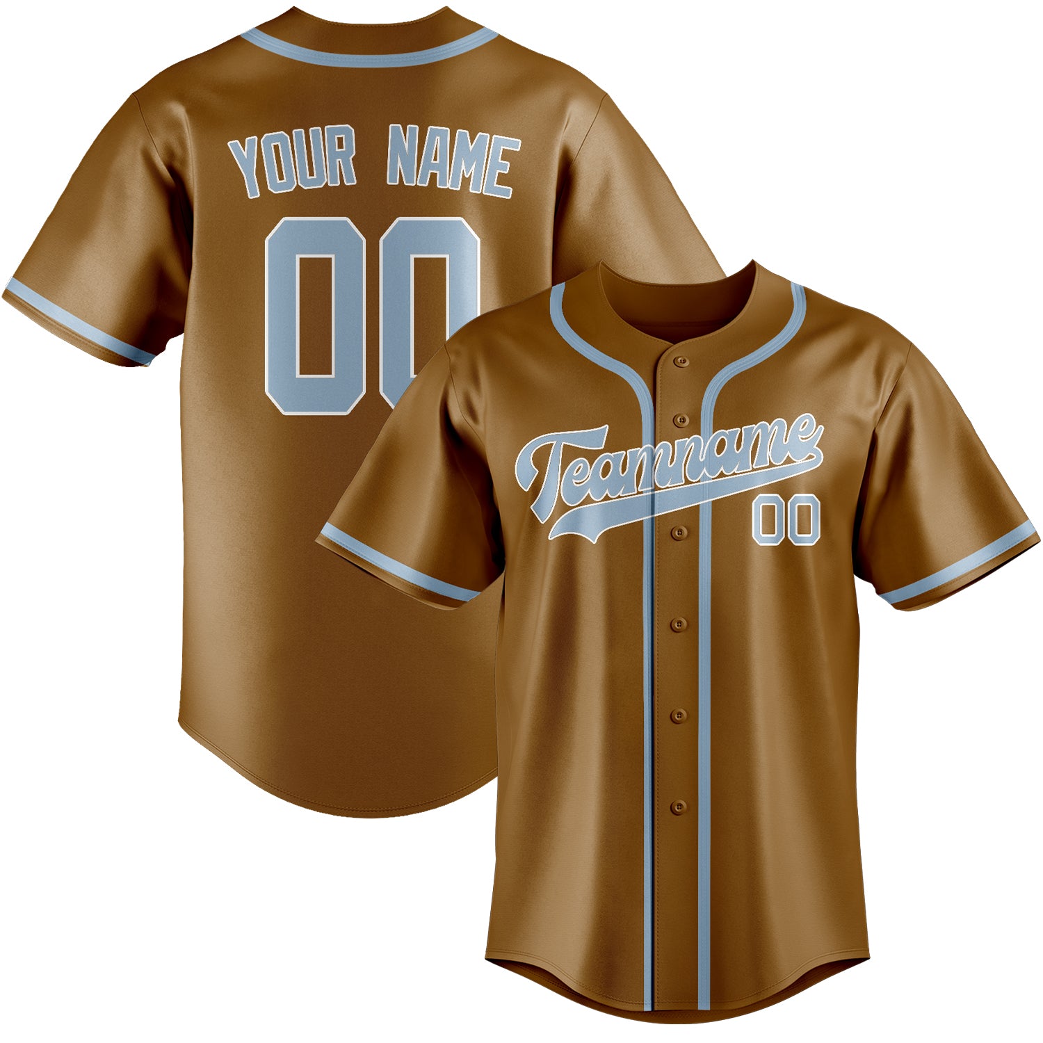 Benutzerdefiniertes Professionelles Khaki Hellblau Baseballtrikot