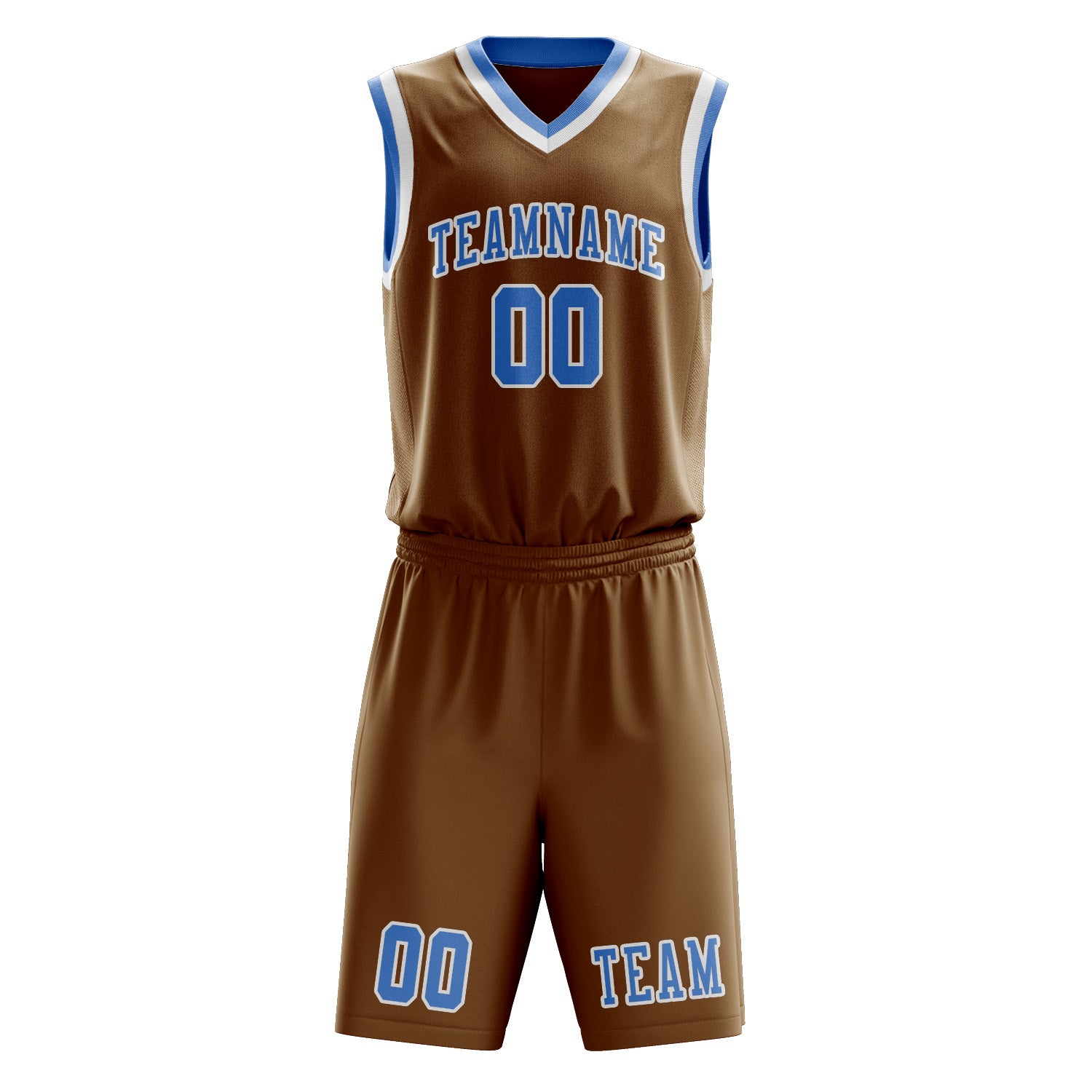 Benutzerdefiniertes Professionelles Khaki Hellblau Basketballtrikot-Set