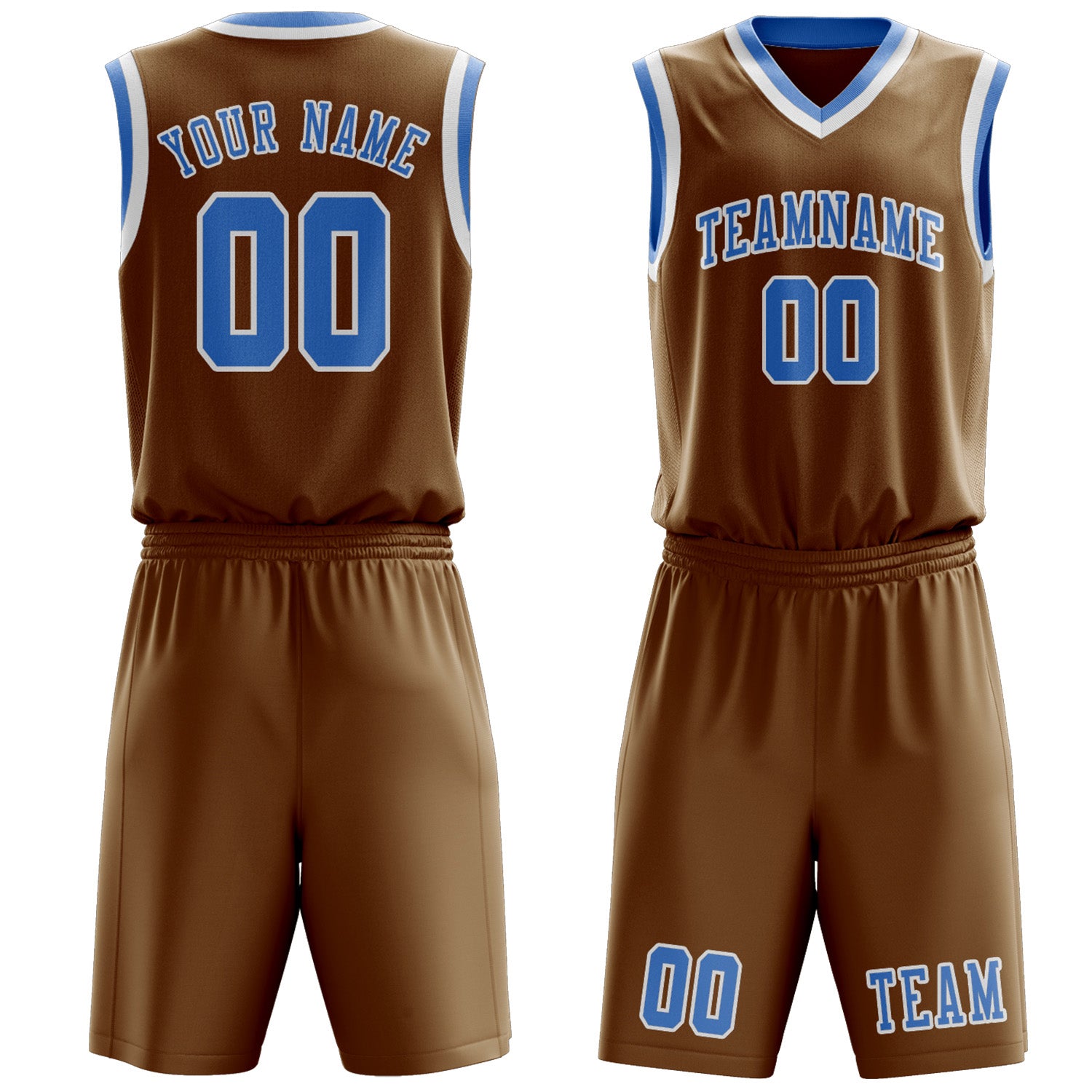Benutzerdefiniertes Professionelles Khaki Hellblau Basketballtrikot-Set