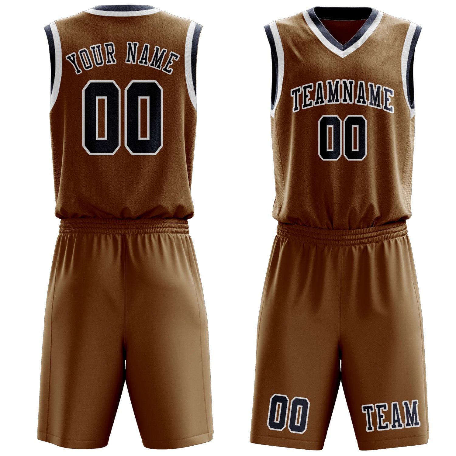 Benutzerdefiniertes Professionelles Khaki Marineblau Basketballtrikot-Set