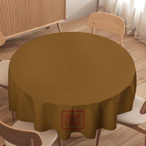 Maßgeschneidertes Khaki Korallenrot Runde Tischdecke
