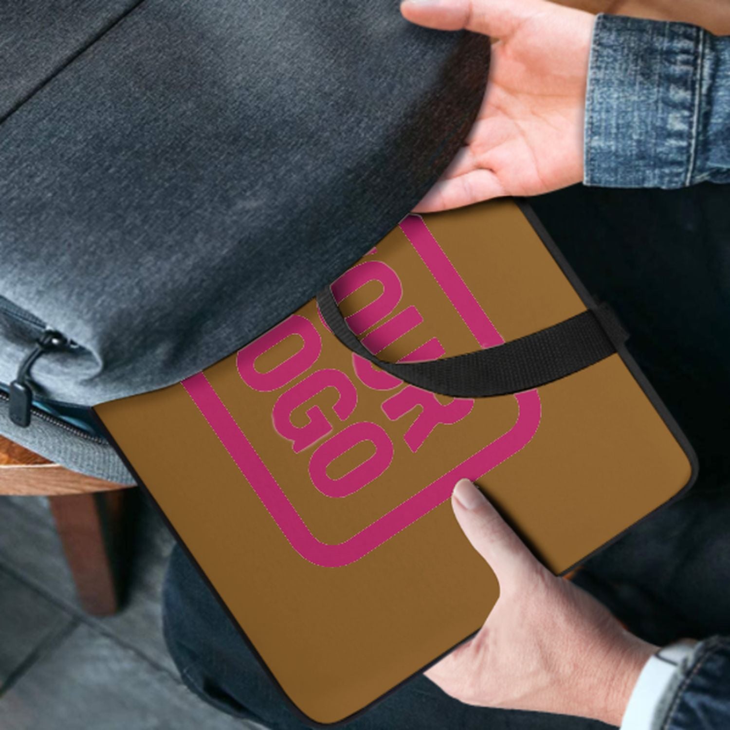 Maßgeschneidertes Khaki Pink Laptop Tasche
