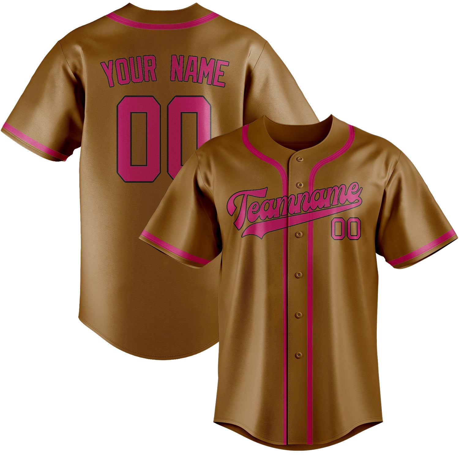 Benutzerdefiniertes Professionelles Khaki Rosarot Baseballtrikot