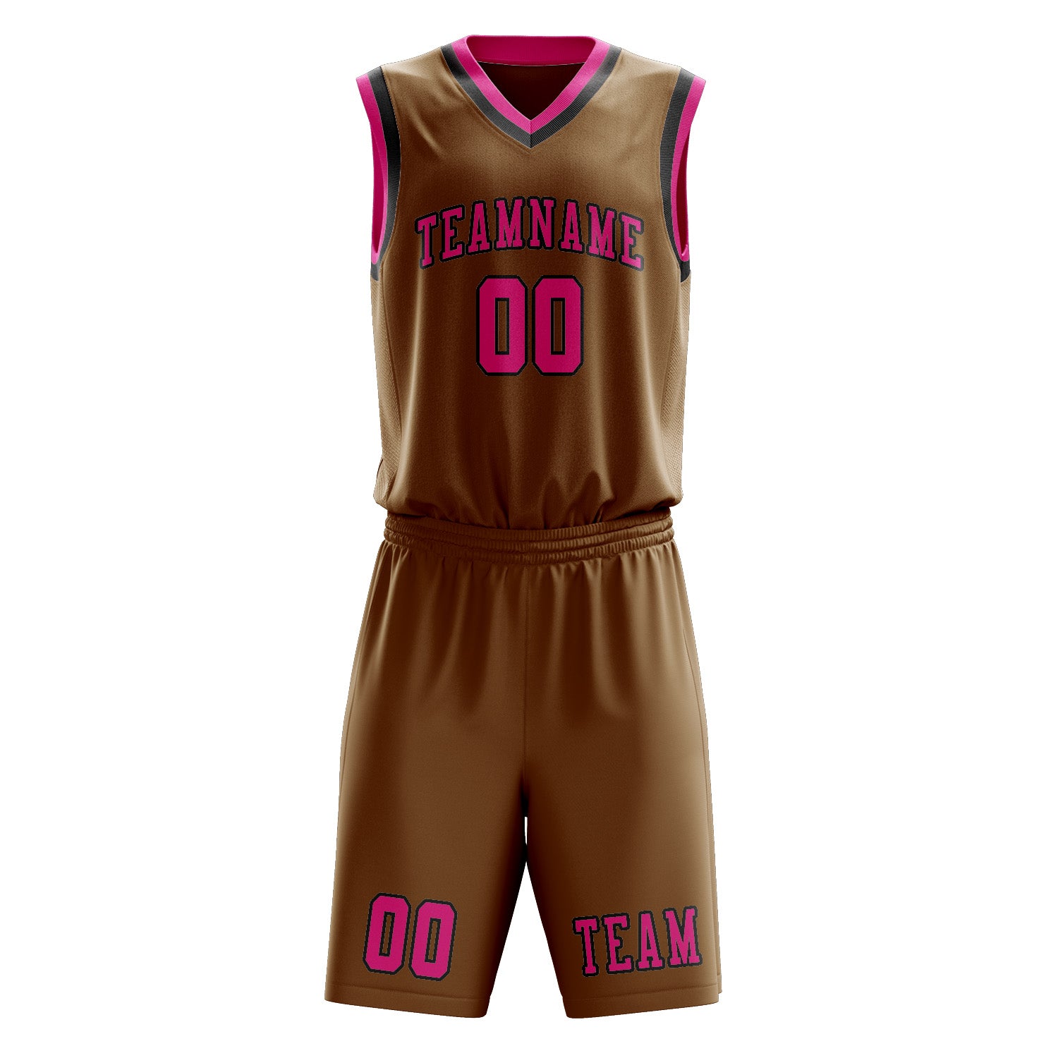 Benutzerdefiniertes Professionelles Khaki Rosarot Basketballtrikot-Set