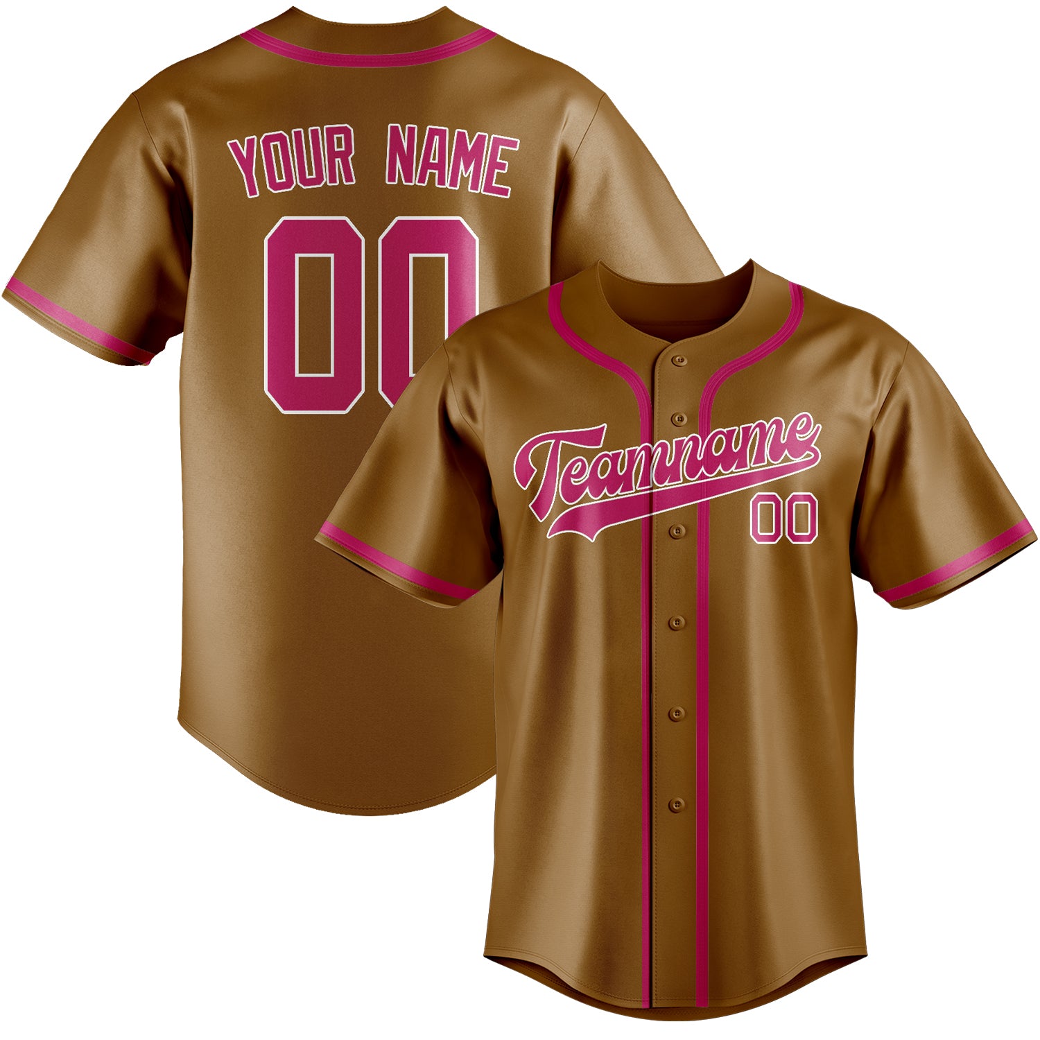 Benutzerdefiniertes Professionelles Khaki Rosarot Baseballtrikot