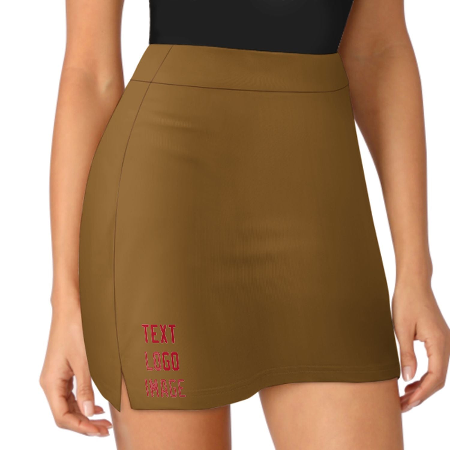 Maßgeschneidertes Khaki Rot A-Linien Skort