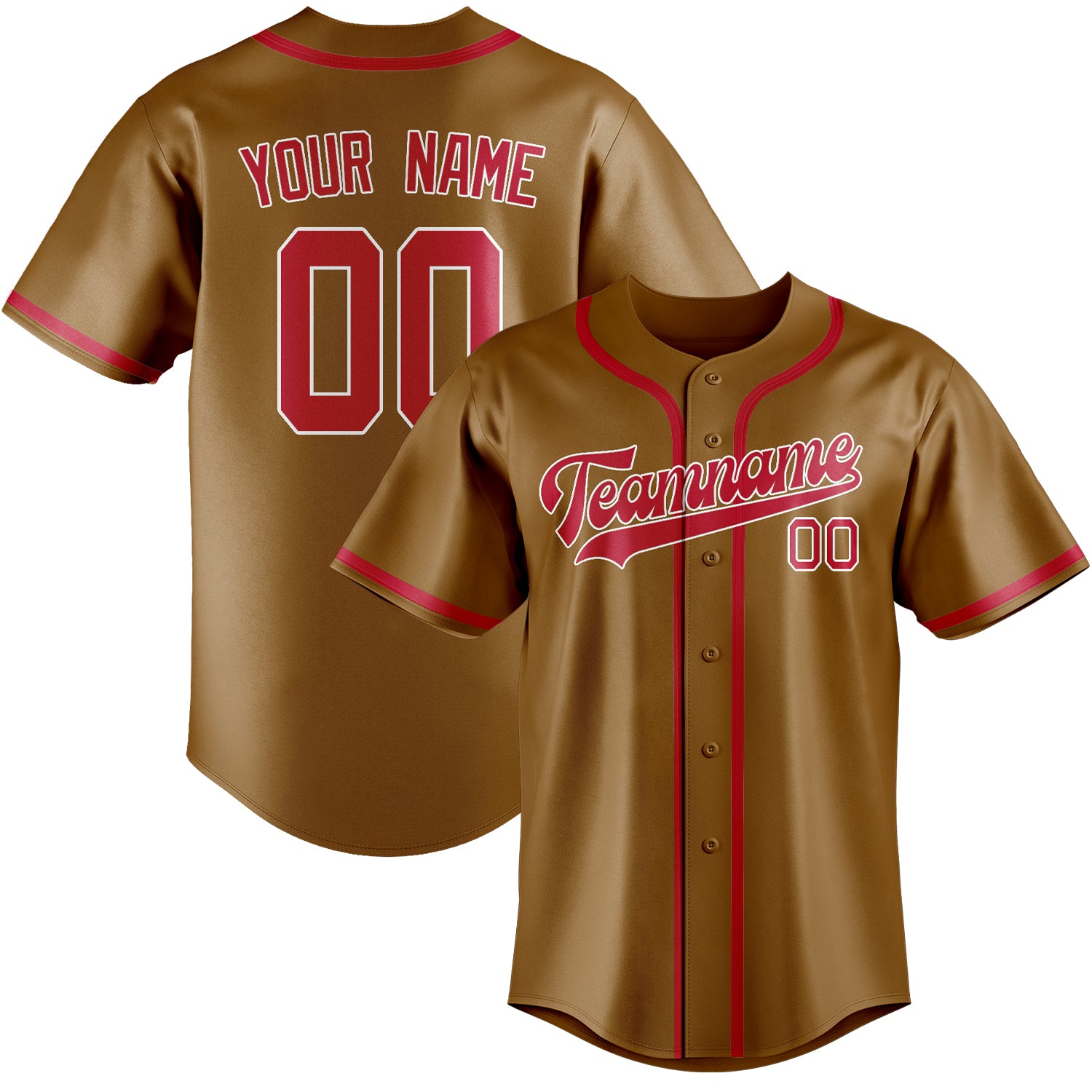 Benutzerdefiniertes Professionelles Khaki Rot Baseballtrikot
