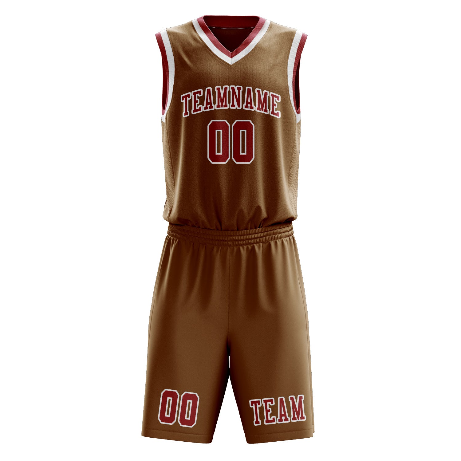 Benutzerdefiniertes Professionelles Khaki Rot Basketballtrikot-Set