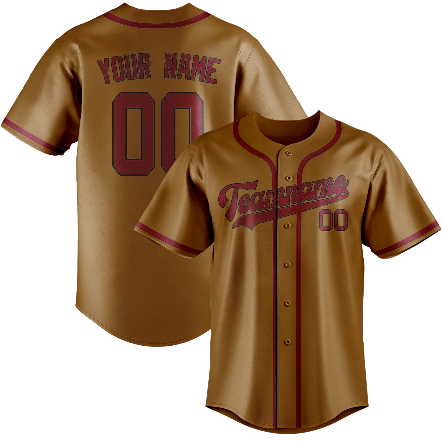Benutzerdefiniertes Professionelles Khaki Karmesinrot Baseballtrikot