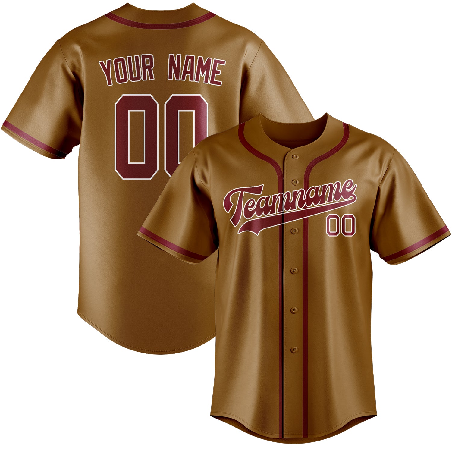 Benutzerdefiniertes Professionelles Khaki Karmesinrot Baseballtrikot