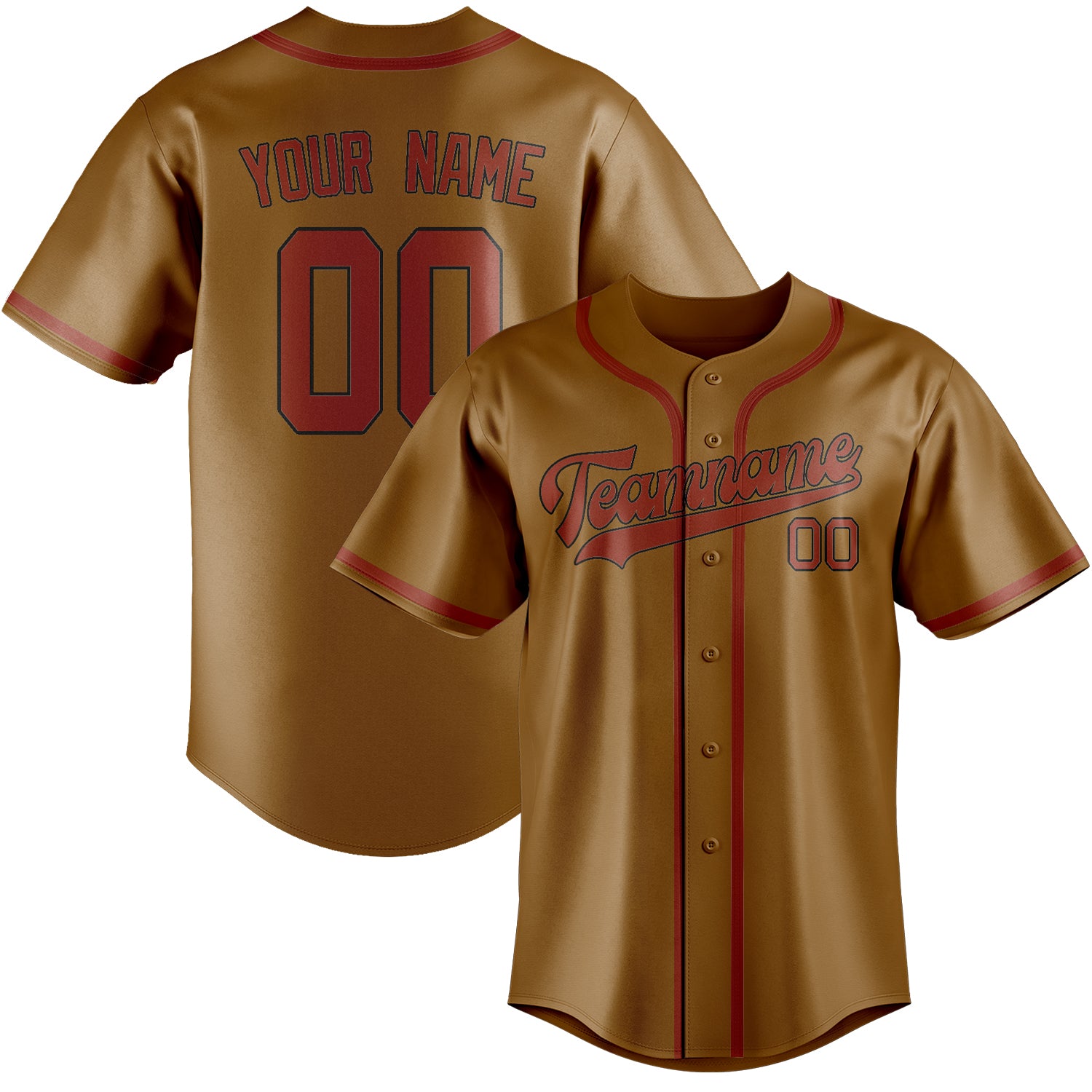 Benutzerdefiniertes Professionelles Khaki Korallenrot Baseballtrikot