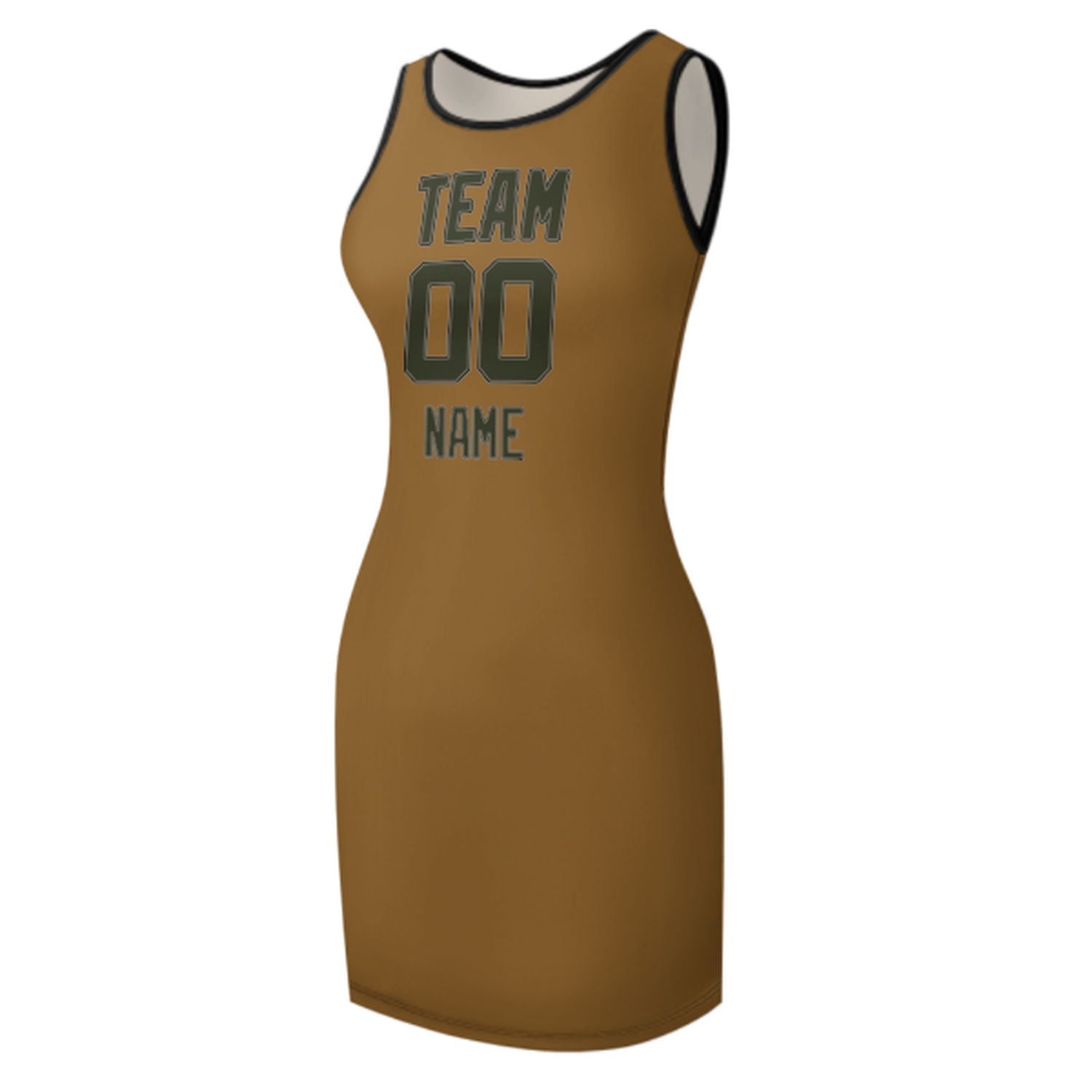 Maßgeschneidertes Khaki Dunkles Oliv Ärmelloses Trägerkleid