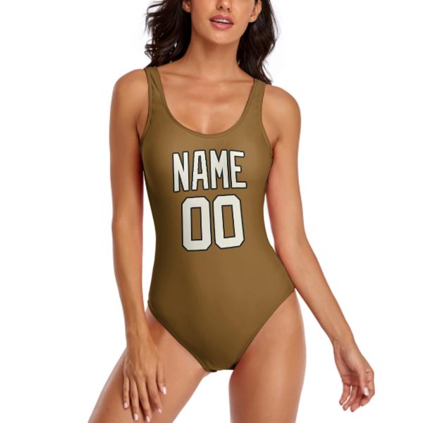 Maßgeschneidertes Khaki Beige Badeanzug
