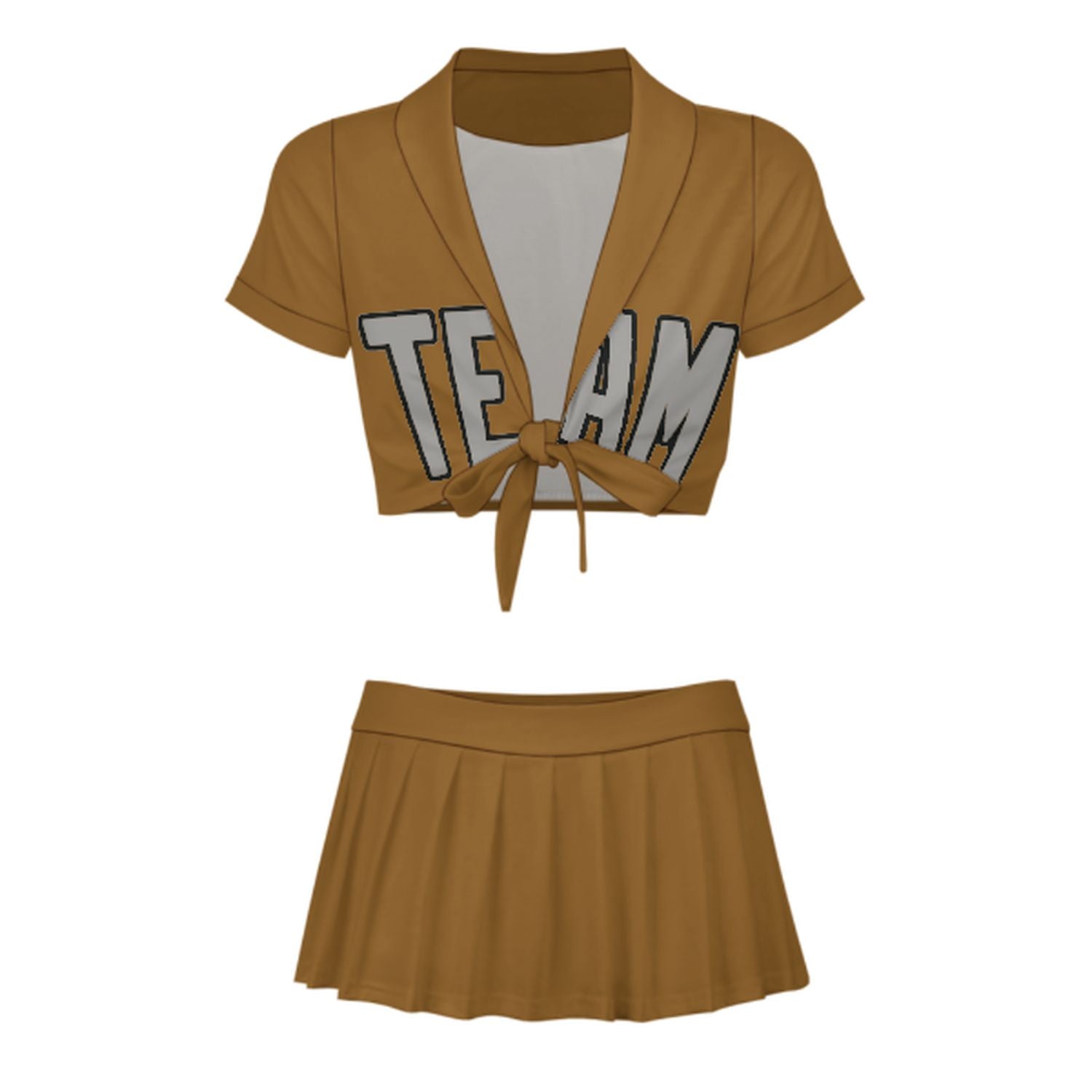 Maßgeschneidertes Khaki Grau Cheerleader Outfit Set